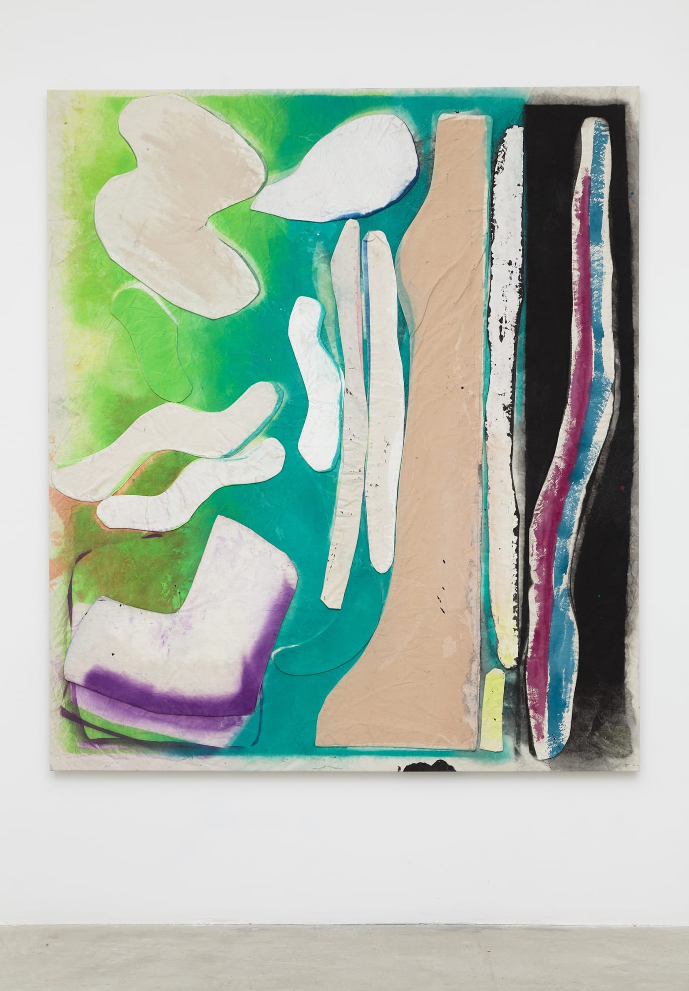 Jess Fuller Flesh Blue with Green, 2014 acrylic, fabric dye and gesso on canvas 82 x 71 inches