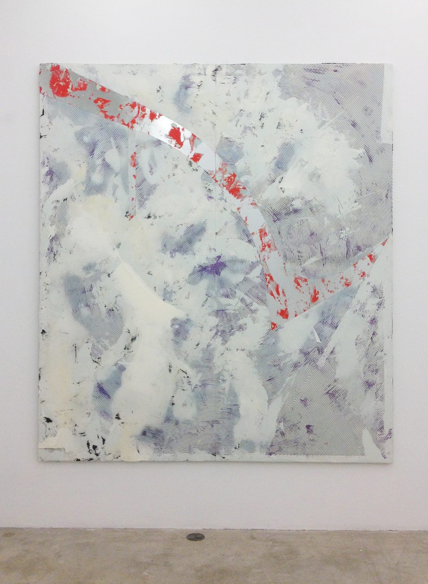 Nicolas Roggy Untitled, 2014 primer, modeling paste, pigment, acrylic paint, silver leaf on PVC 92.9 x 82.7 x 1 inches