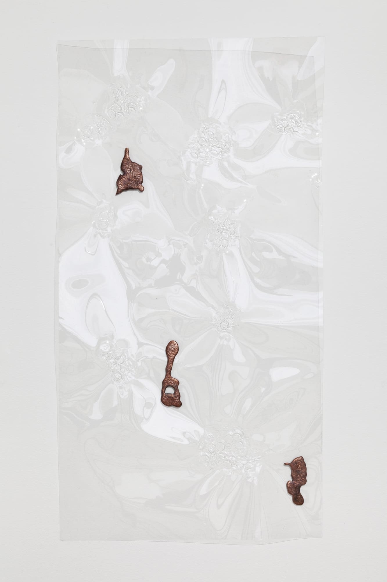 Jory Rabinovitz Fountain Relief 7, 2014 vacuformed plastic, melted pennies 48 x 24 inches