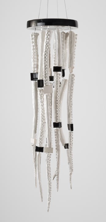 Fabian Marti Hanging Sculpture (SURFACE TEXTURE), 2014 porcelain 42 x 12 inches