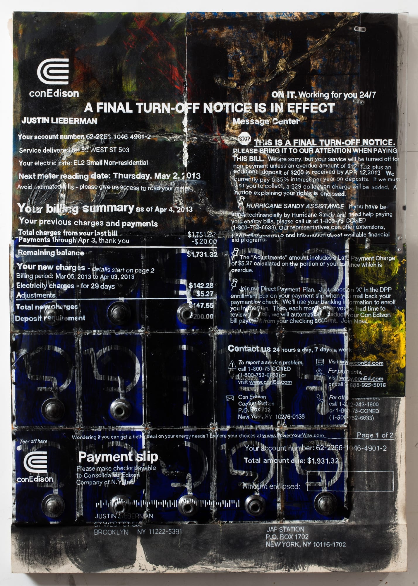 Justin Lieberman Peine Forte et Dure, 2014 mixed media 60 x 40 inches