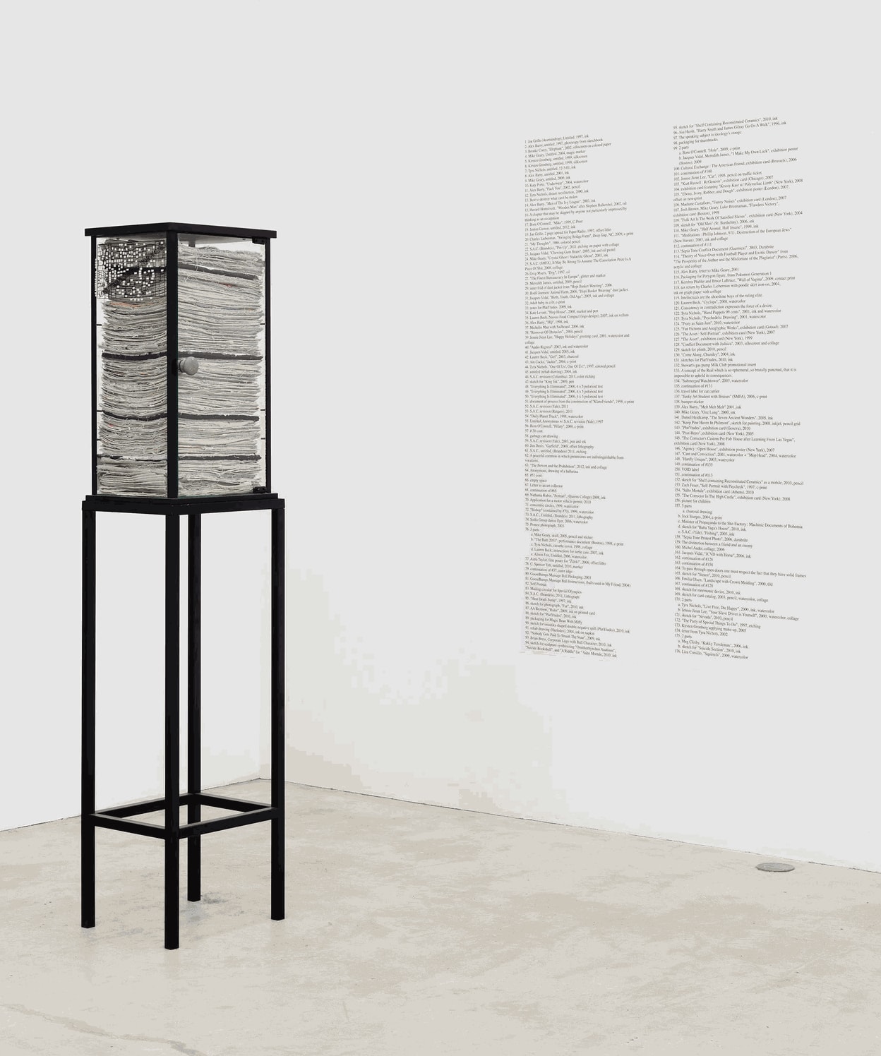 Justin Lieberman Arbeitsbeschaffungsmaßnahme, 2014 mixed media on canvas, vitrine, wall vinyl Dimensions variable
