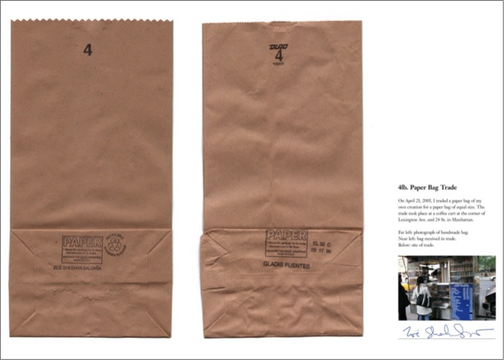 Zoë Sheehan Saldaña 4 lb. Paper Bag Trade, 2005 paper bag, pigment print