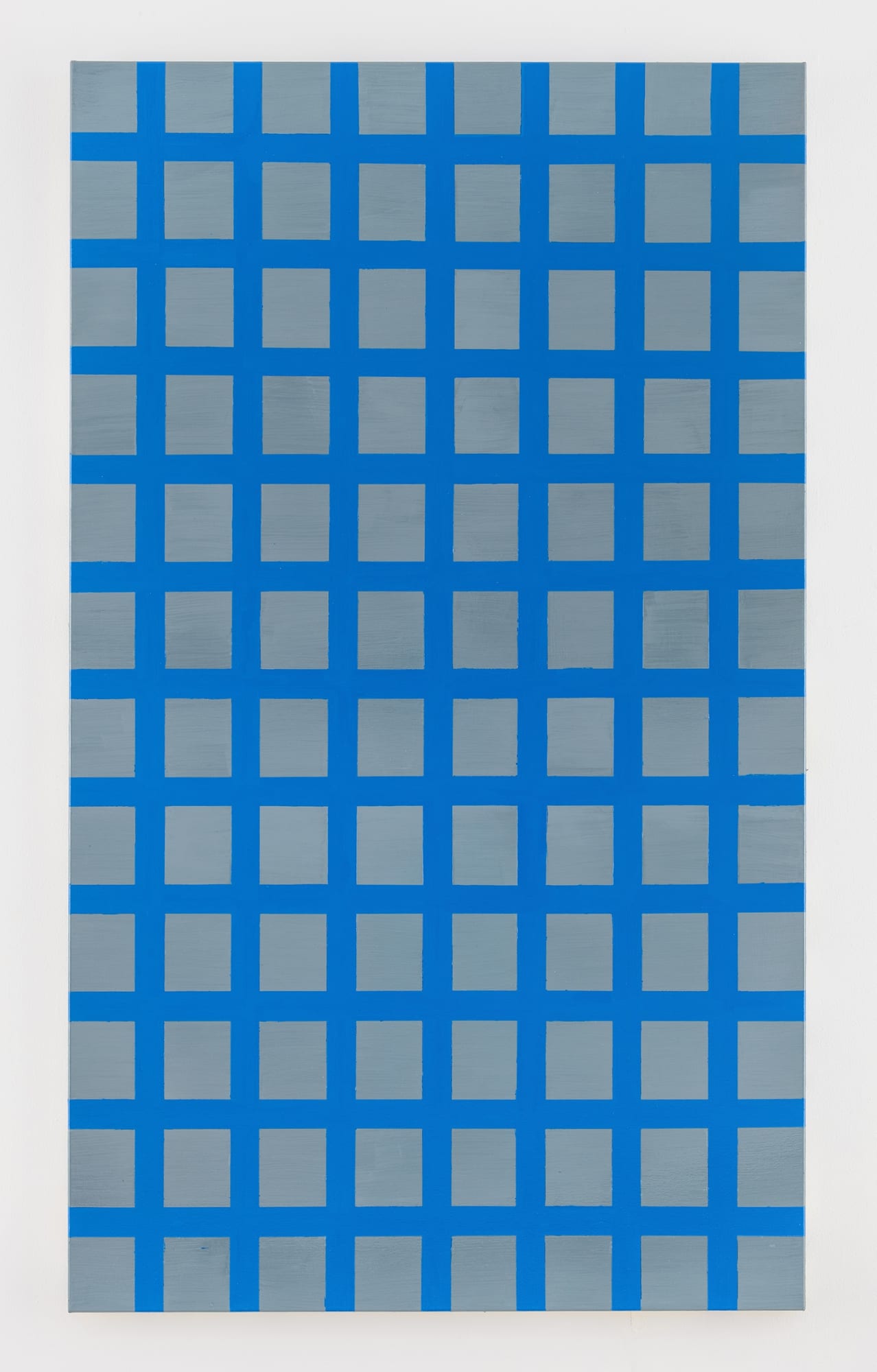 David Malek Blue Grid, 2013 enamel on canvas 67 x 39 1/2 inches