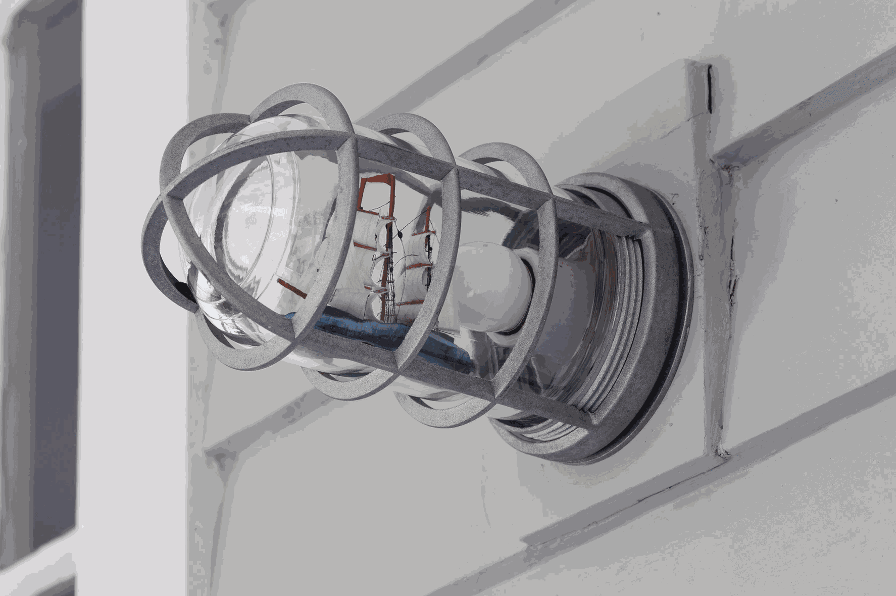 Virginia Overton Untitled (Ship in a Bottle), 2013 security light fixture, bulb, and toy ship 7 x 4 x 4 inches