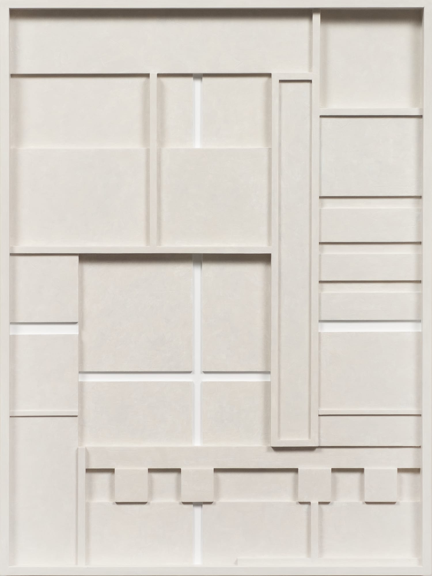 John Pittman #201 - Crossing White, 2011 alkyd on wood relief 20 x 15 x 1.5 inches