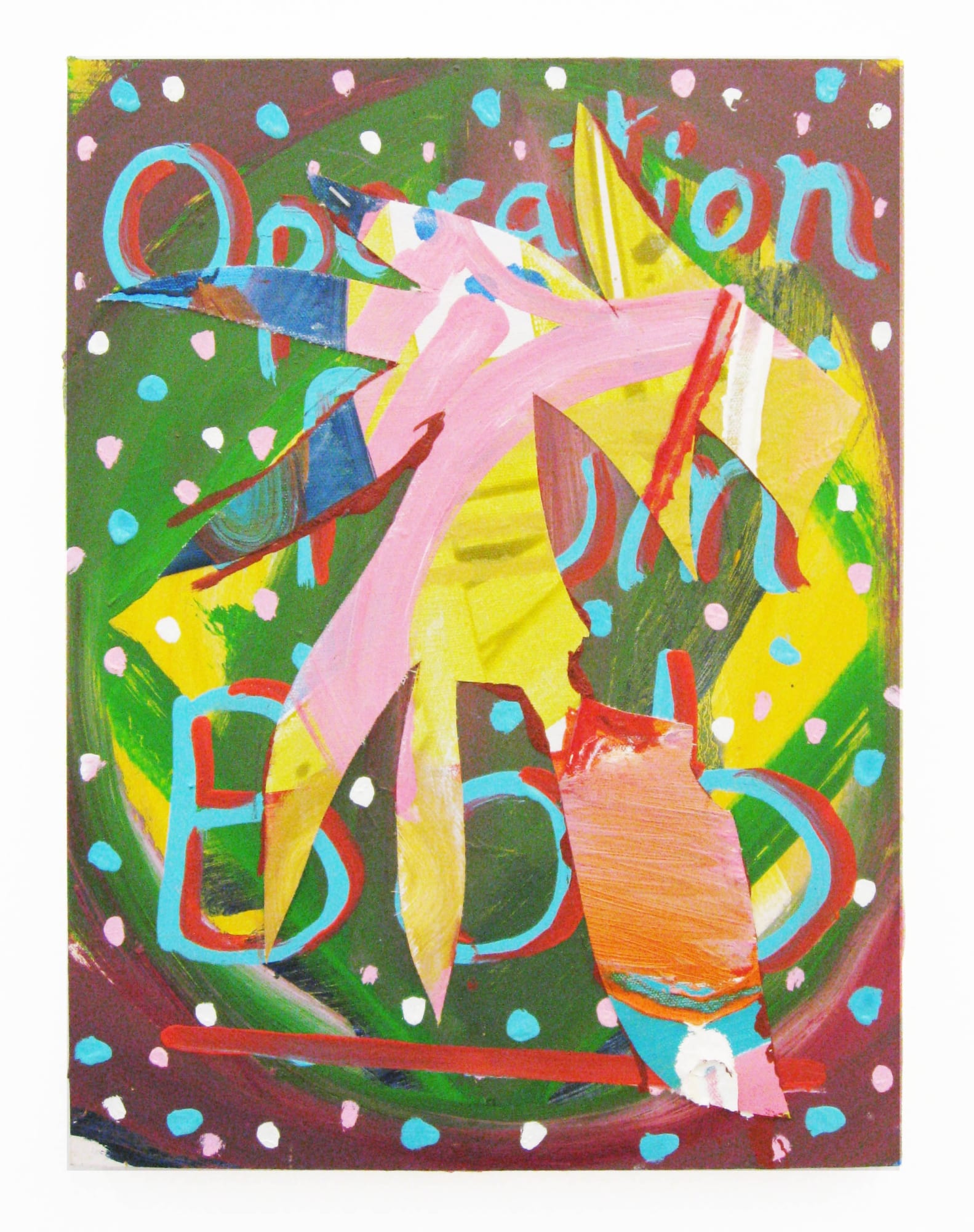 Andy Cross Operation Plum Bob, 2012 oil and collaged canvas on panel 16 x 12 inches
