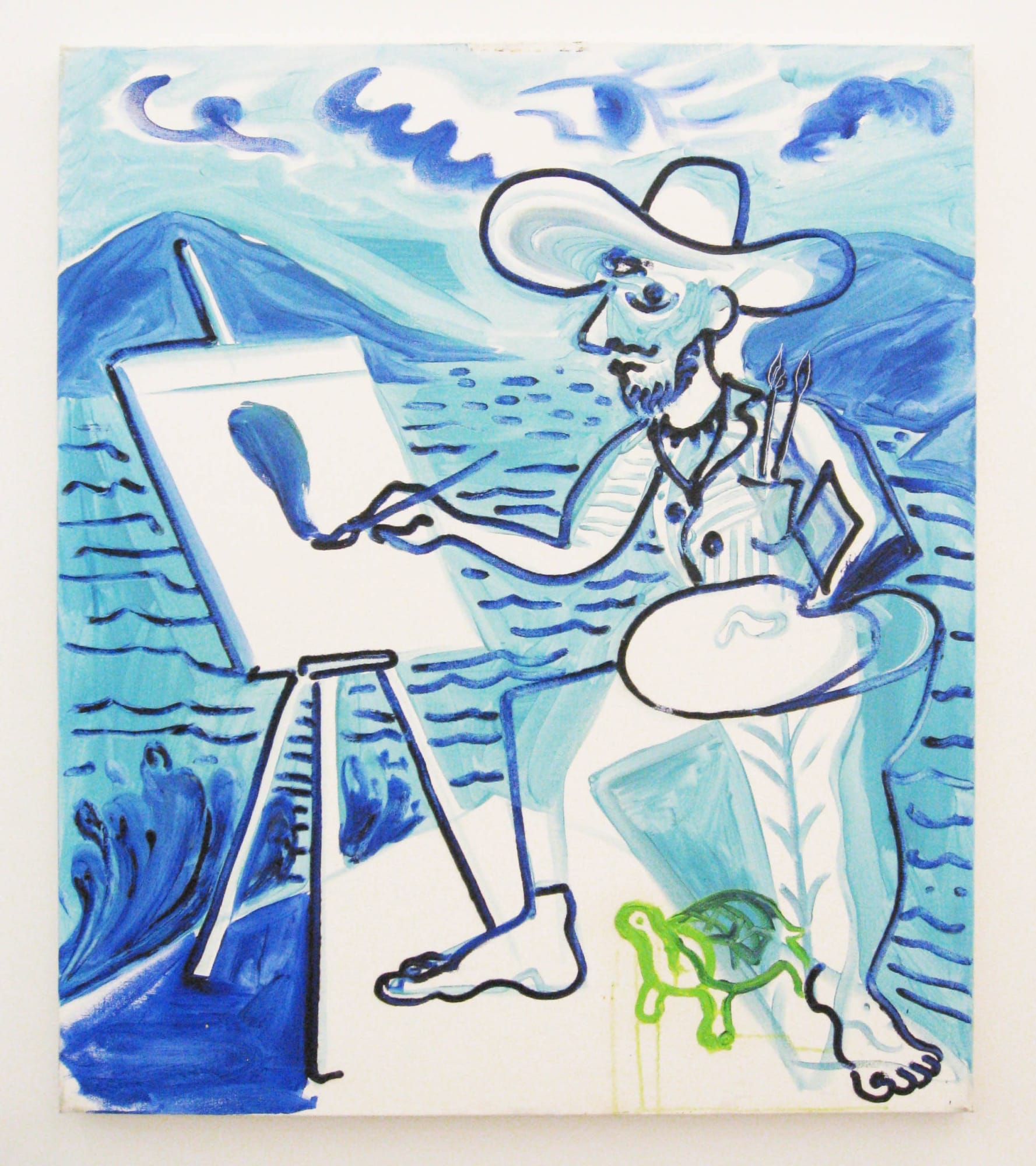Andy Cross Blue Painter and the Green Turtle, 2010 oil on canvas 36 x 29.75 inches
