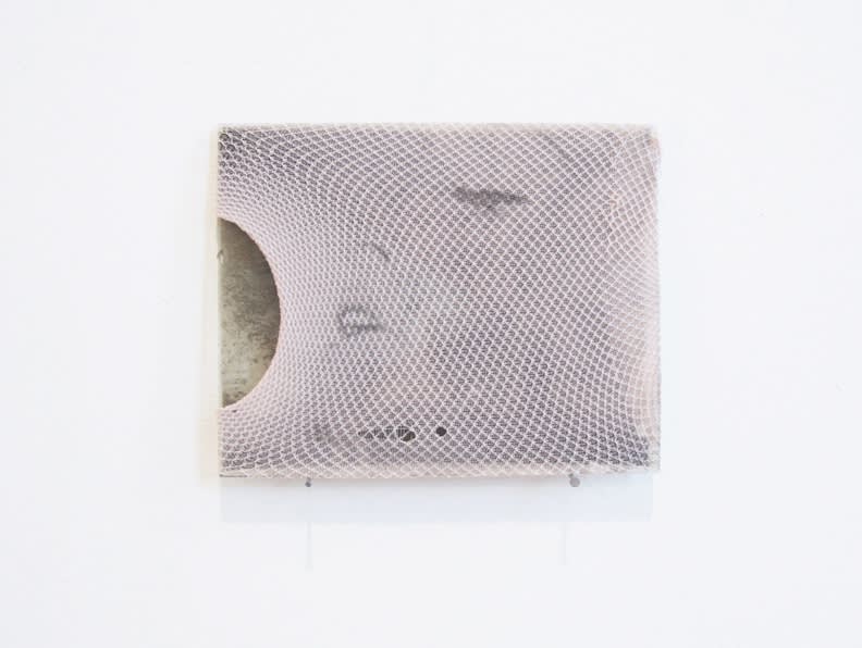 Servane Mary Untitled (Julie Newmar and The Silver Salts), 2012 solvent transferred on tights, photographic glass plate, bra clip 4 x 5 inches