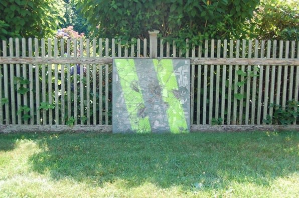 Davina Semo ANOTHER BOY GENIUS FUCKING GONE, 2011 reinforced concrete, safety glass, enamel paint 37 x 37 in