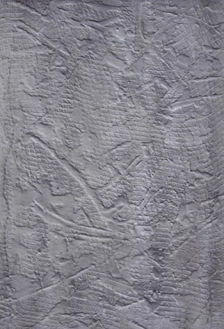 Ben Schumacher Clamp, 2011 anchoring cement, latex, enamel and garden netting on canvas 58 x 40 in