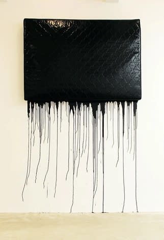 Jim Lambie Black Metal, 2004 mattress, gloss paint dimensions variable