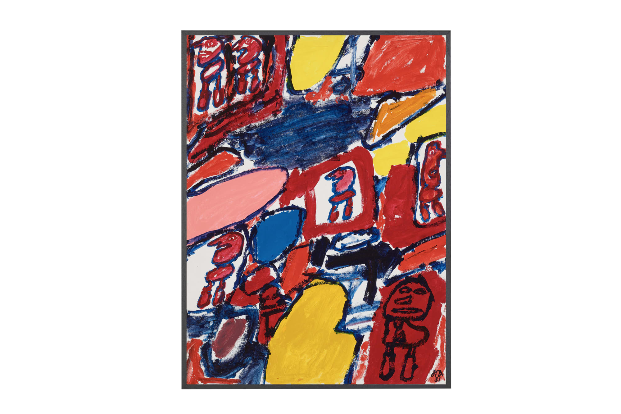 Jean Dubuffet Psycho-site E 128 - Site avec 6 personnages, 1981 Acrylic on paper laid down on canvas 26 3/8 x 19 3/4 in 67.1 x 50 cm (DuJ_25_005)