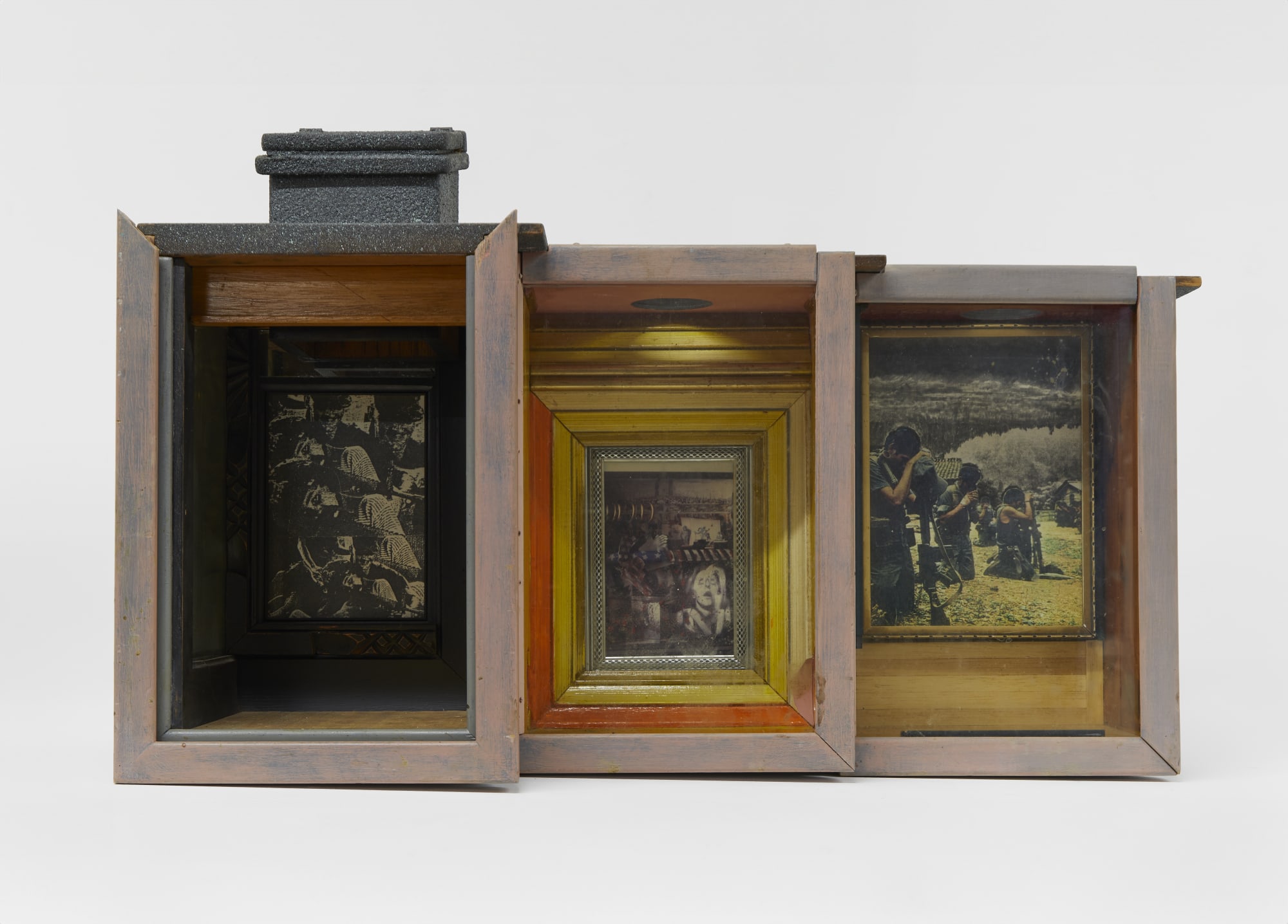 Bob Smith Handgun War Museum, 1983 Photographs and mixed media in wood construction 18 x 28 1/2 x 10 in 45.7 x 72.4 x 25.4 cm (SmB_23_180)