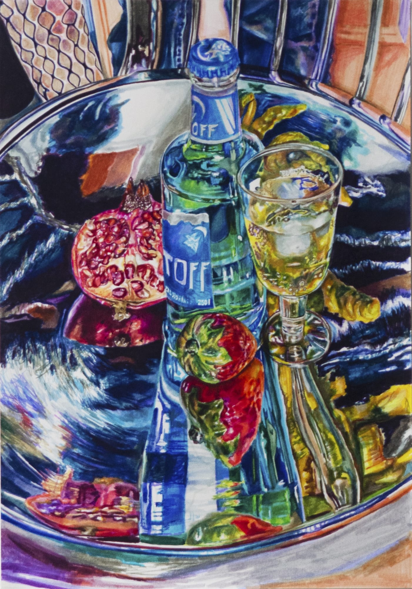 Giulia Messina Primary Color Thoughts (From a Fishnet Knee), 2023 Marker and ink on paper 19 x 14 in (framed) 48.3 x 35.6 cm