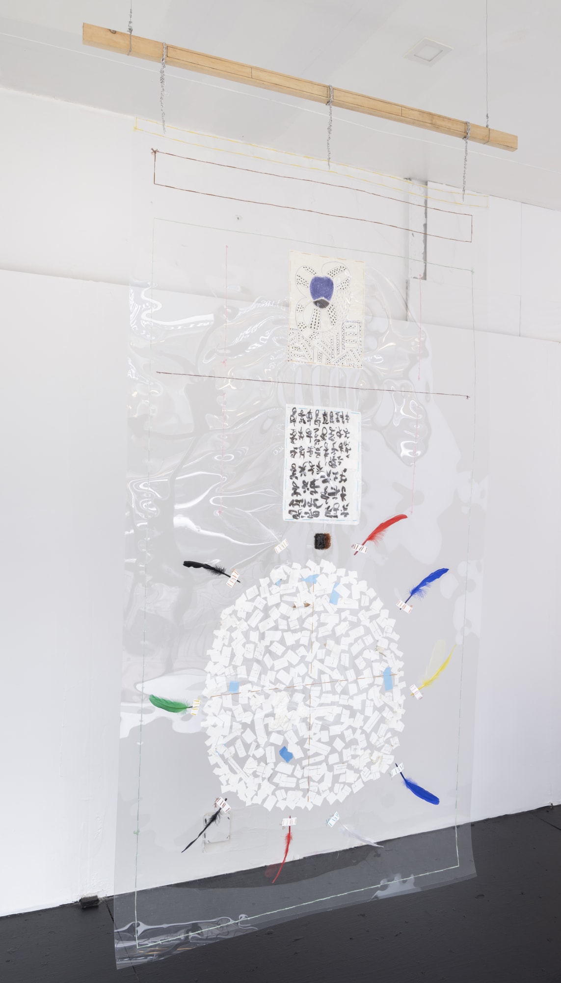 Arthur Simms Ruler, 2018 Artist's hair, ruler, wire, pencil, pen, ink, photograph, marker, paper, and glue 20 x 14 1/4 x 3/4 in 50.8 x 36.2 x 1.9 cm