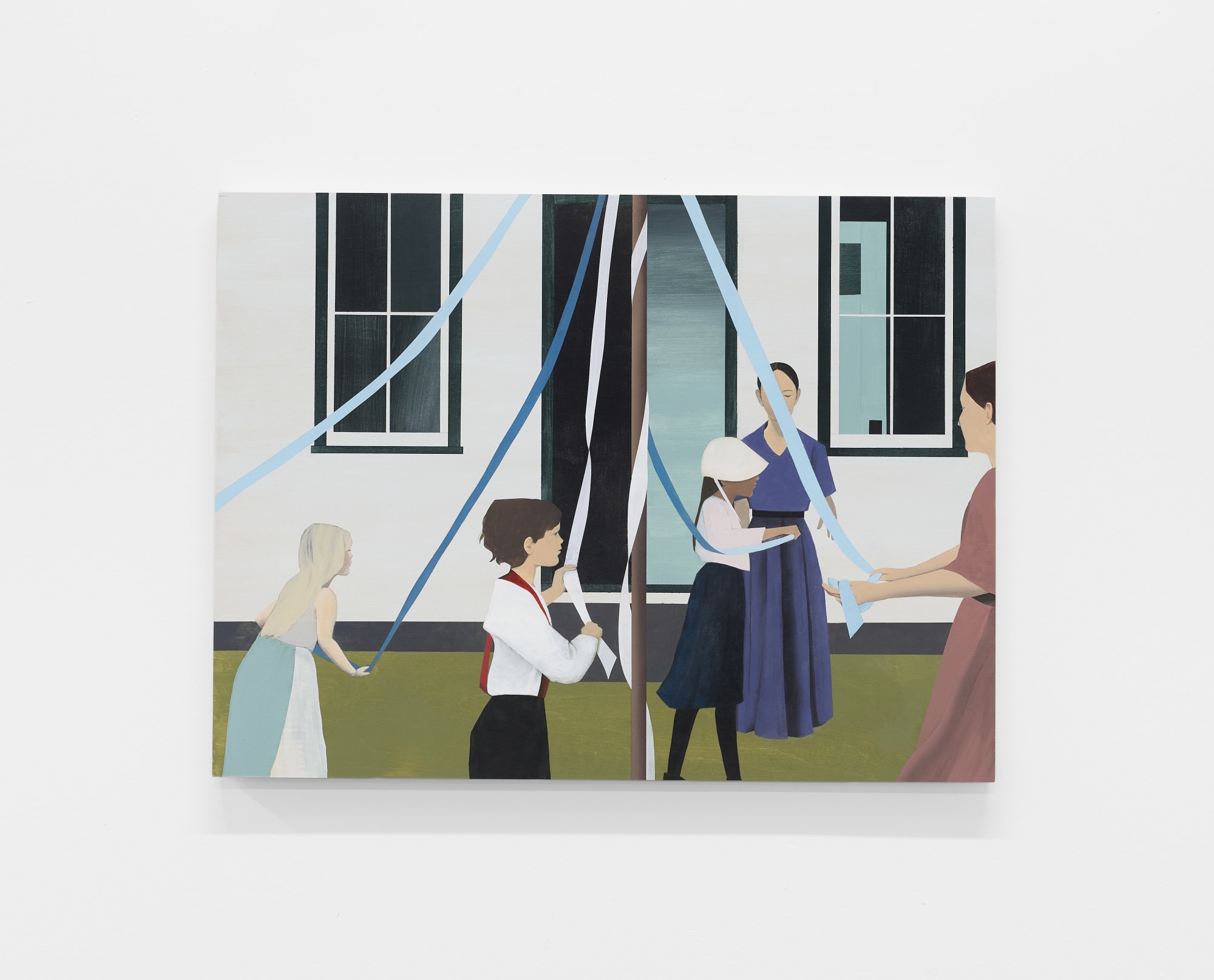 Emily Pettigrew In and Out, Weave the Ribbons Tight, 2022 acrylic and graphite on panel 18 x 24 in. (45.7 x 61 cm.)