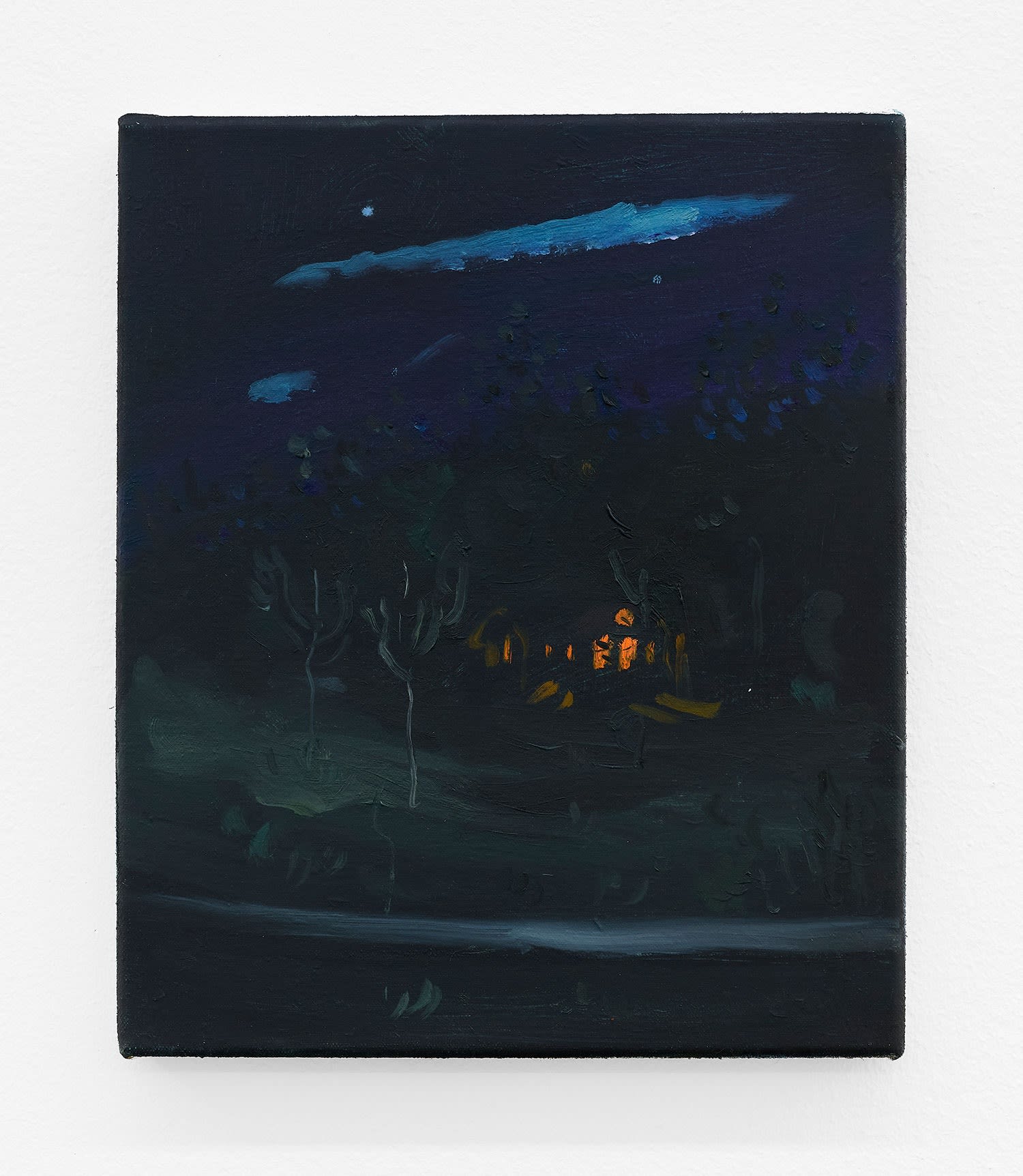 Aaron Michael Skolnick My Neighbor's House At Night (Study), 2022 oil on canvas 13 x 11 in. (33 x 28 cm.)