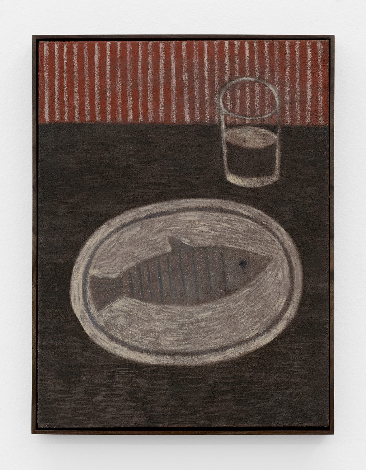 Ryan Dobrowski The Fish and the Water Glass, 2024 oil and sand on linen 24 x 18 in. (61 x 45.7 cm.)