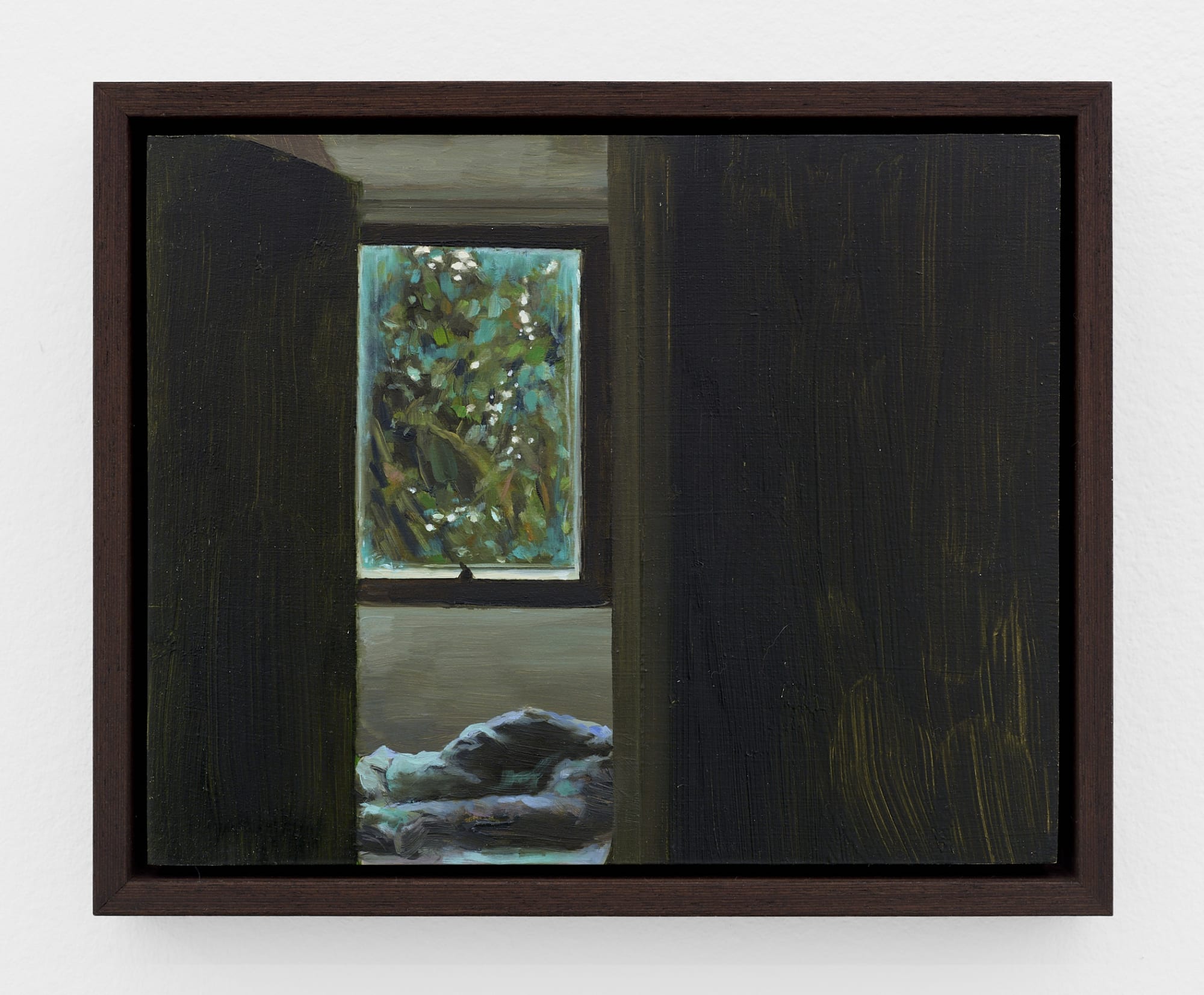 Elena Rivera-Montanes The Sound Of The Rain, 2024 oil on panel panel: 8 x 10 in. (20.3 x 25.4 cm.) framed: 9 1/4 x 11 in. (23.2 x 28.2 cm.)