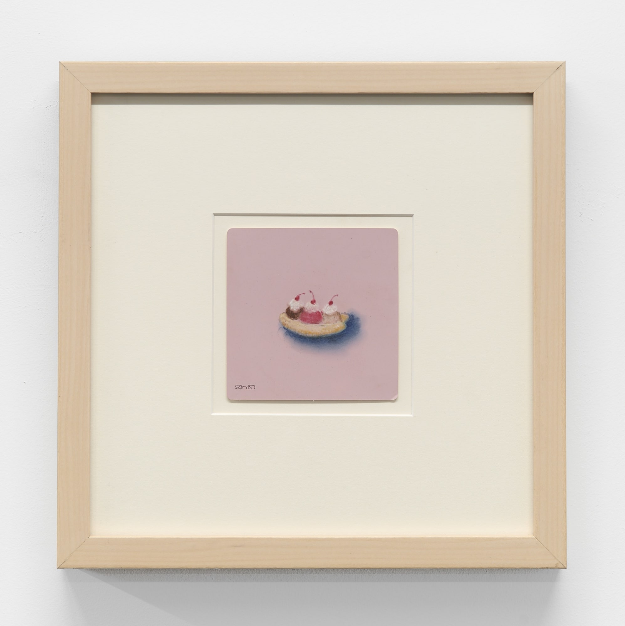 Mie Yim Banana Split, 2018 pastel on Benjamin Moore paint chip 4 x 4 in. (10 x 10 cm.) framed: 12 x 12 in. (30.5 x 30.5 cm.)
