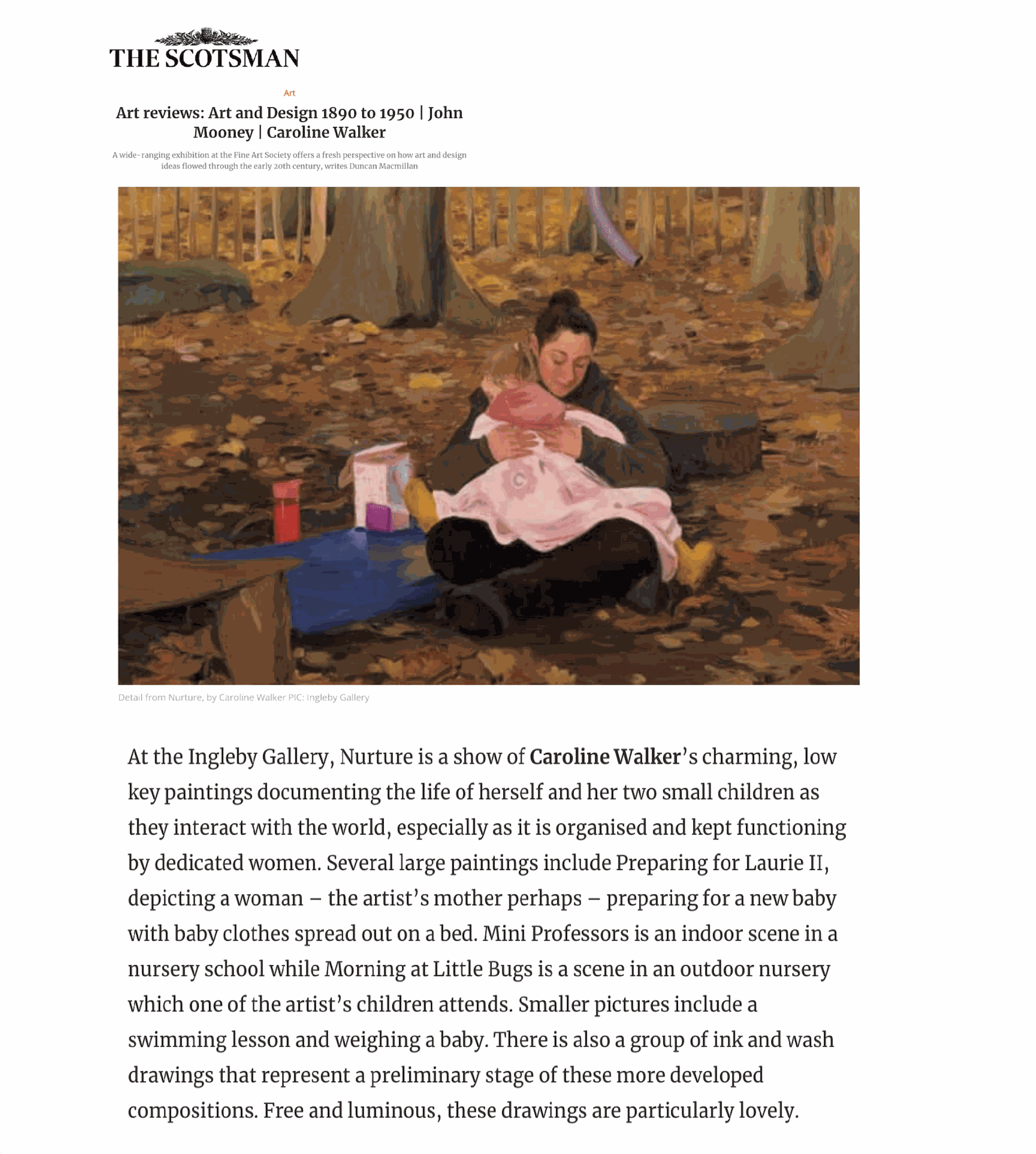 The Scotsman, Art reviews: Art and Design 1890-1950 / John Mooney / Caroline Walker, 22 March 2024 Read Here