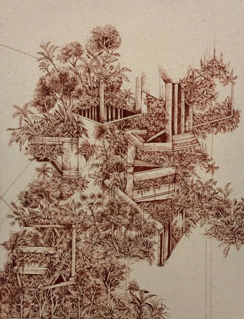 Ross Bermudez De la serie “Paraísos Artificiales” (2020), Tinta sobre tela, 40 x 30 cm