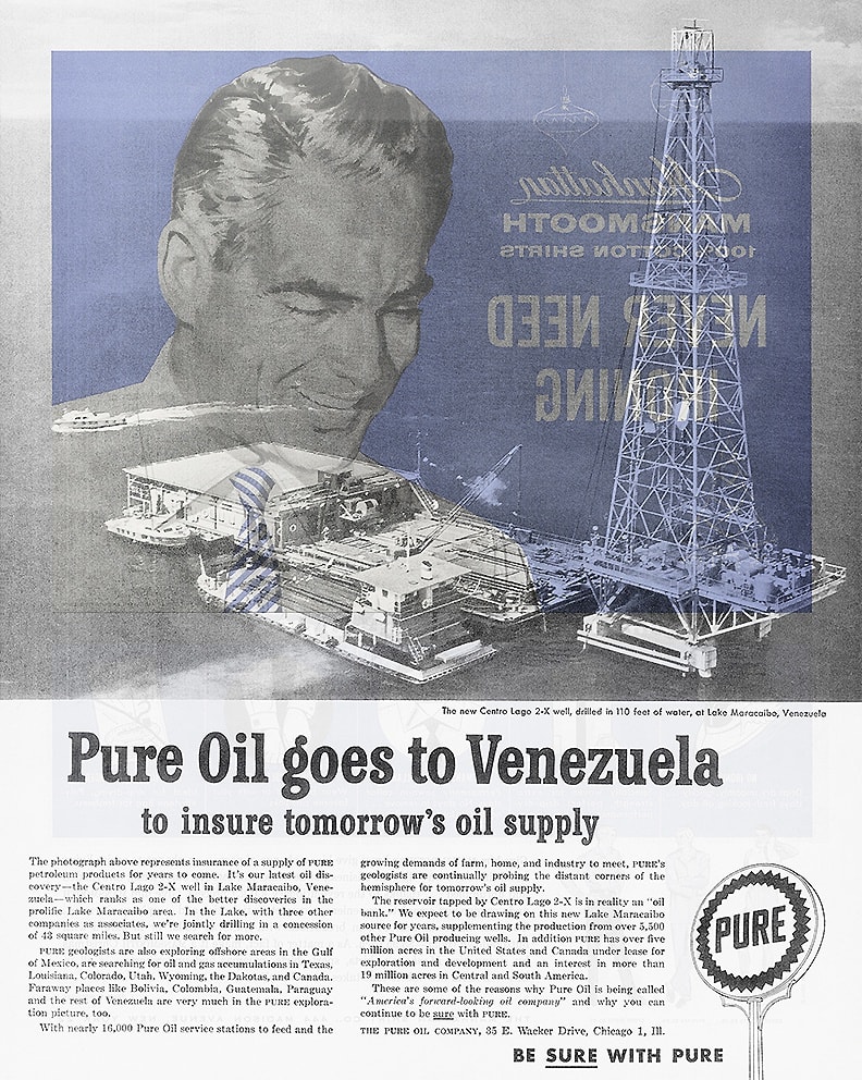 Tony Vázquez-Figueroa Pure Oil Goes to Venezuela. (Original advertising published by Pure Oil Company, 1957) 2016 Archival Fine Art Print. 109,9 x 87,63 cm