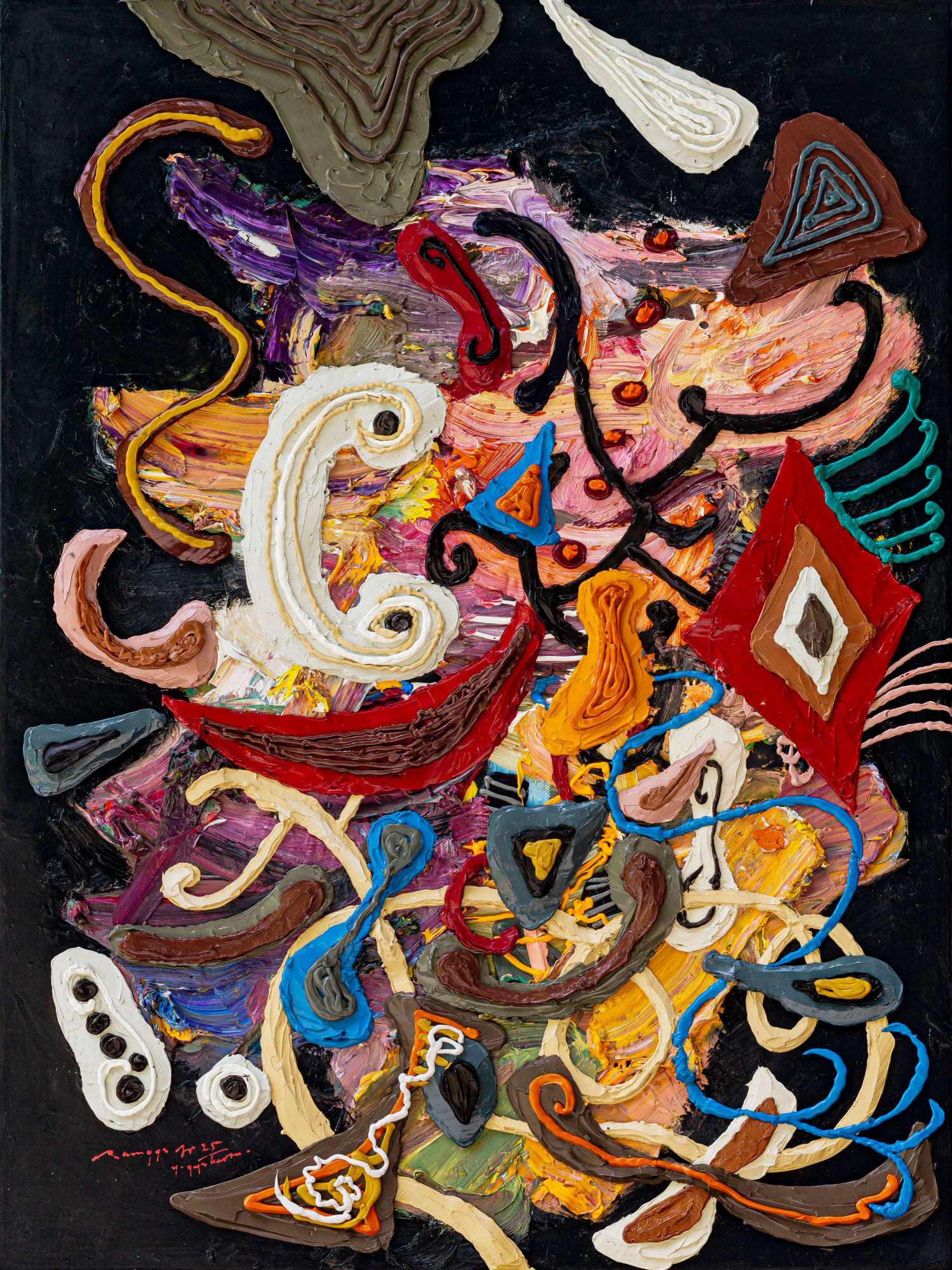 Rangga Aputra, Cosmic intelligence, 2025, Oil on linen, 80 × 60 cm