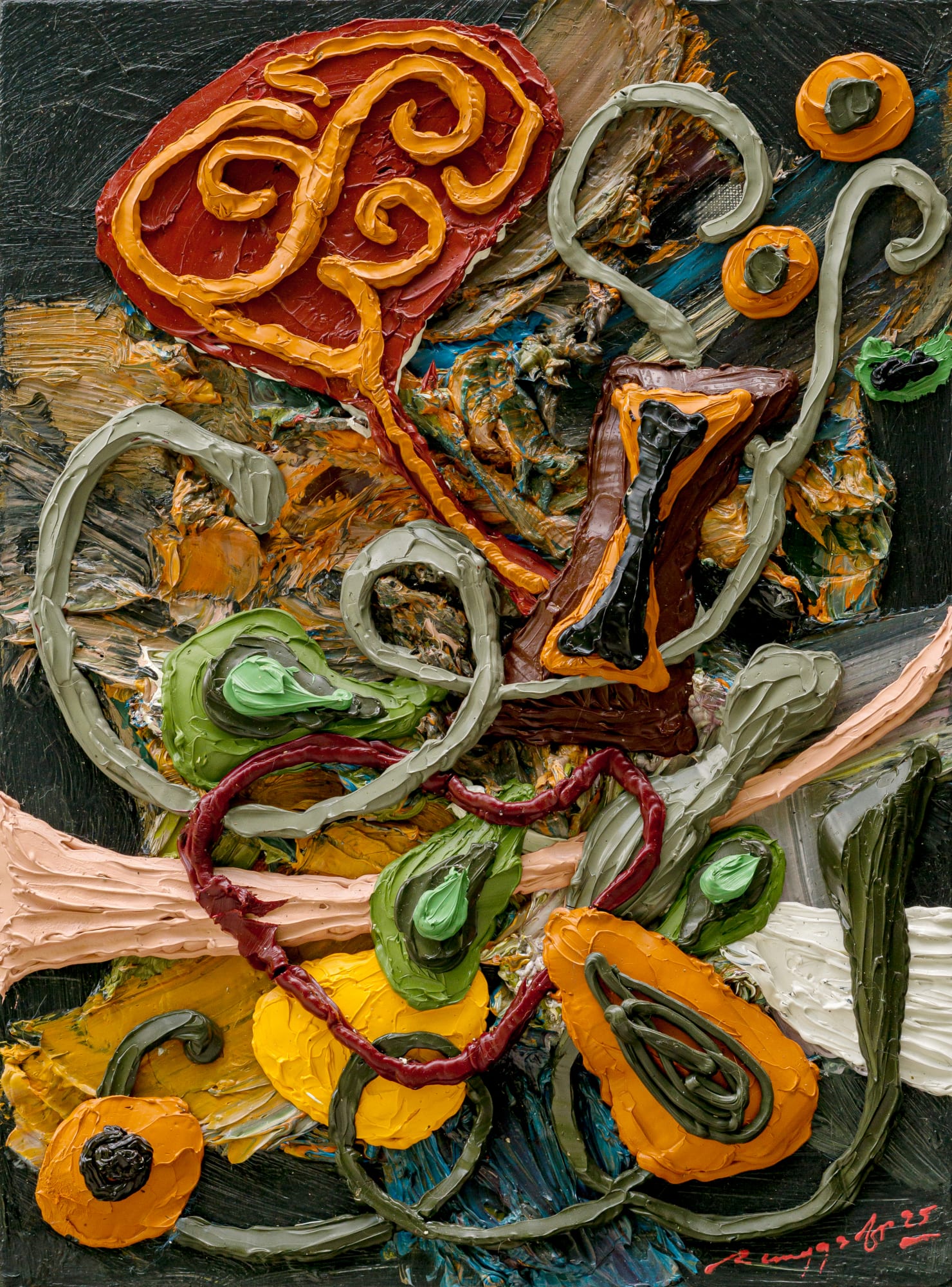 Rangga Aputra, Primitive learning XYZ, 2025, Oil on linen, 40 × 30 cm