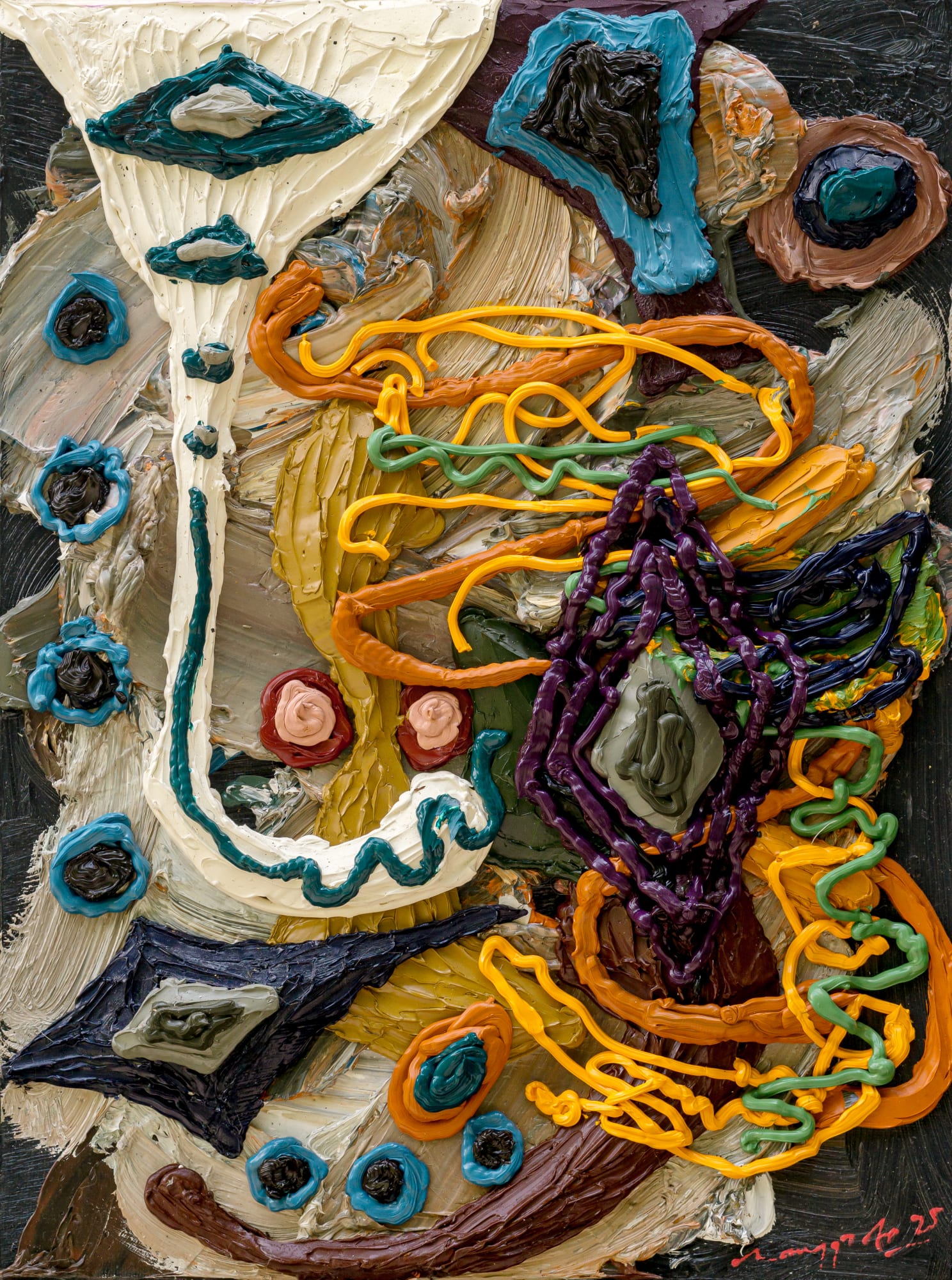 Rangga Aputra, Primitive learning, 2025, Oil on linen, 40 × 30 cm