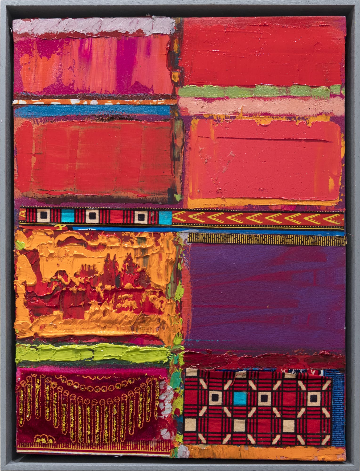 Tegene Kunbi Multiplicity 2023 Oil on canvas with textile 40 × 30 cm