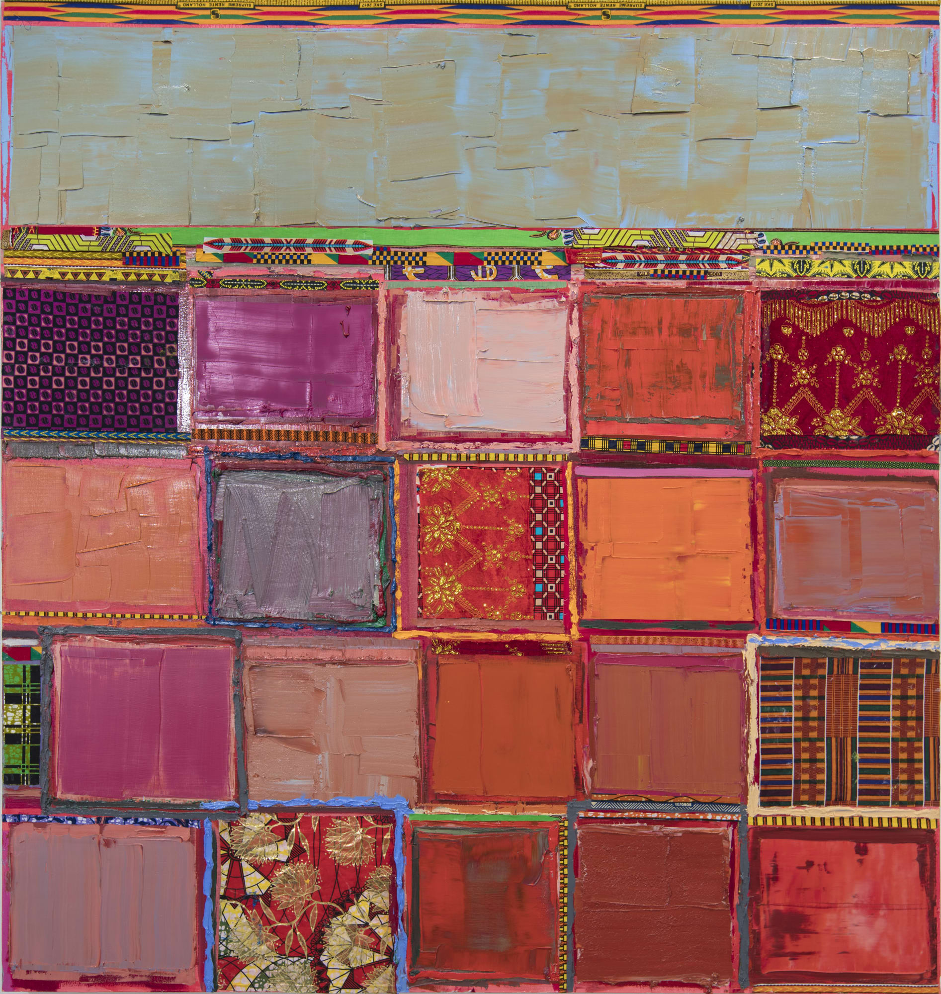 Tegene Kunbi Emancipation 2023 Oil on canvas with textile 175 × 165 cm