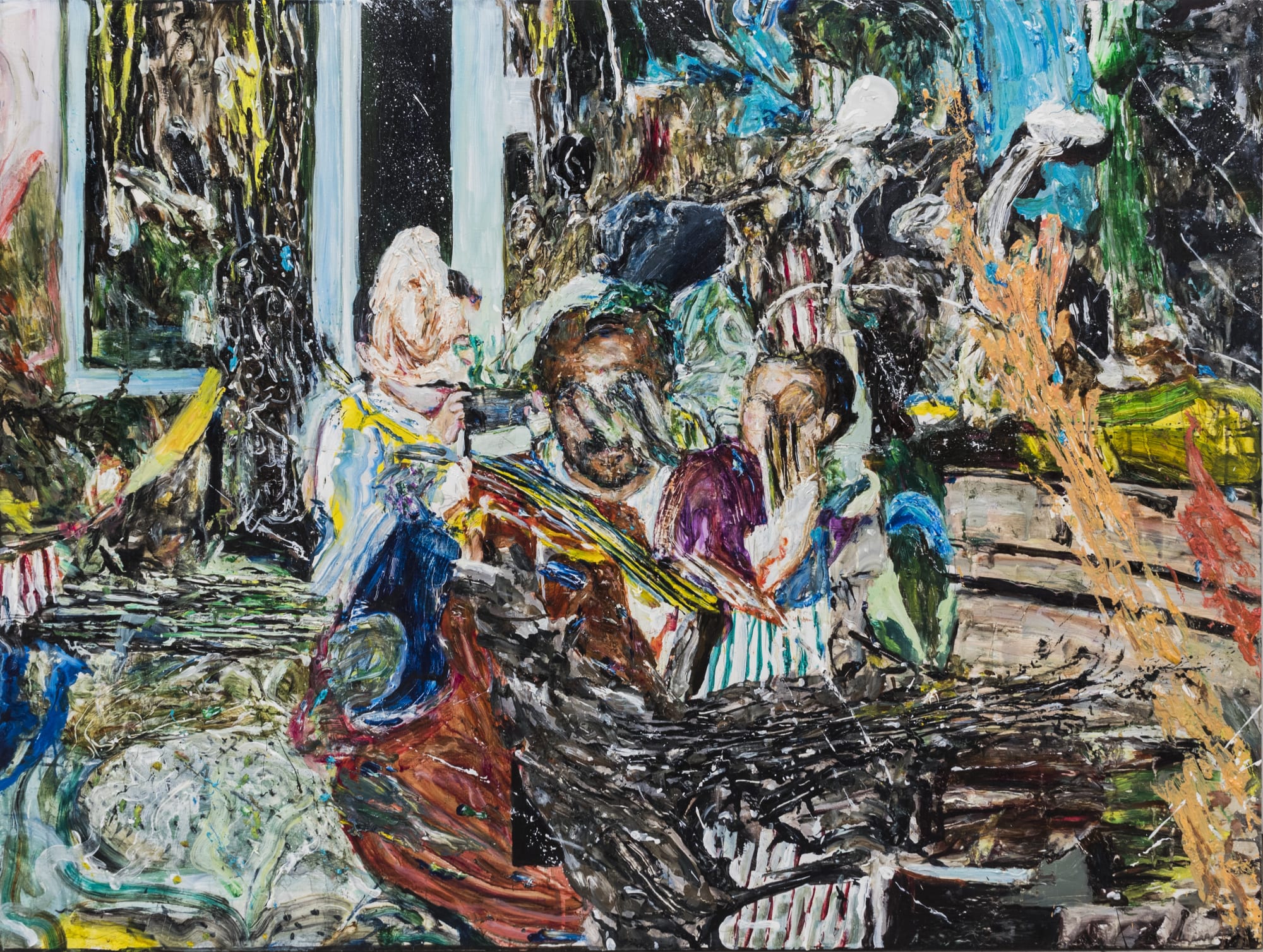 Arvin Golrokh Il padre nel suo nido 2022 Oil on canvas 92,5 x 120,5 cm