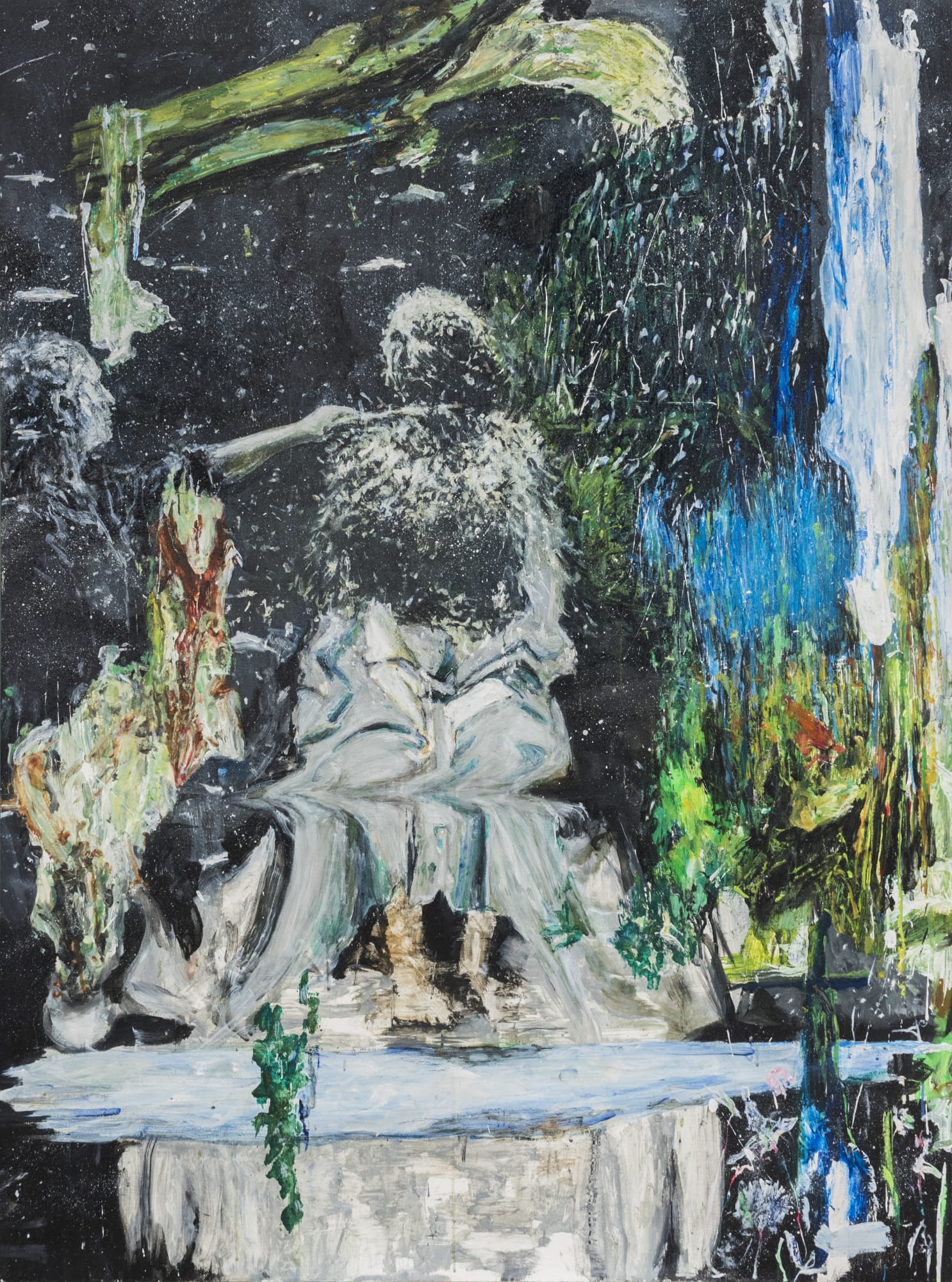 Arvin Golrokh Creazione e distruzione 2022 Oil on wooden board 126 x 93,5 cm