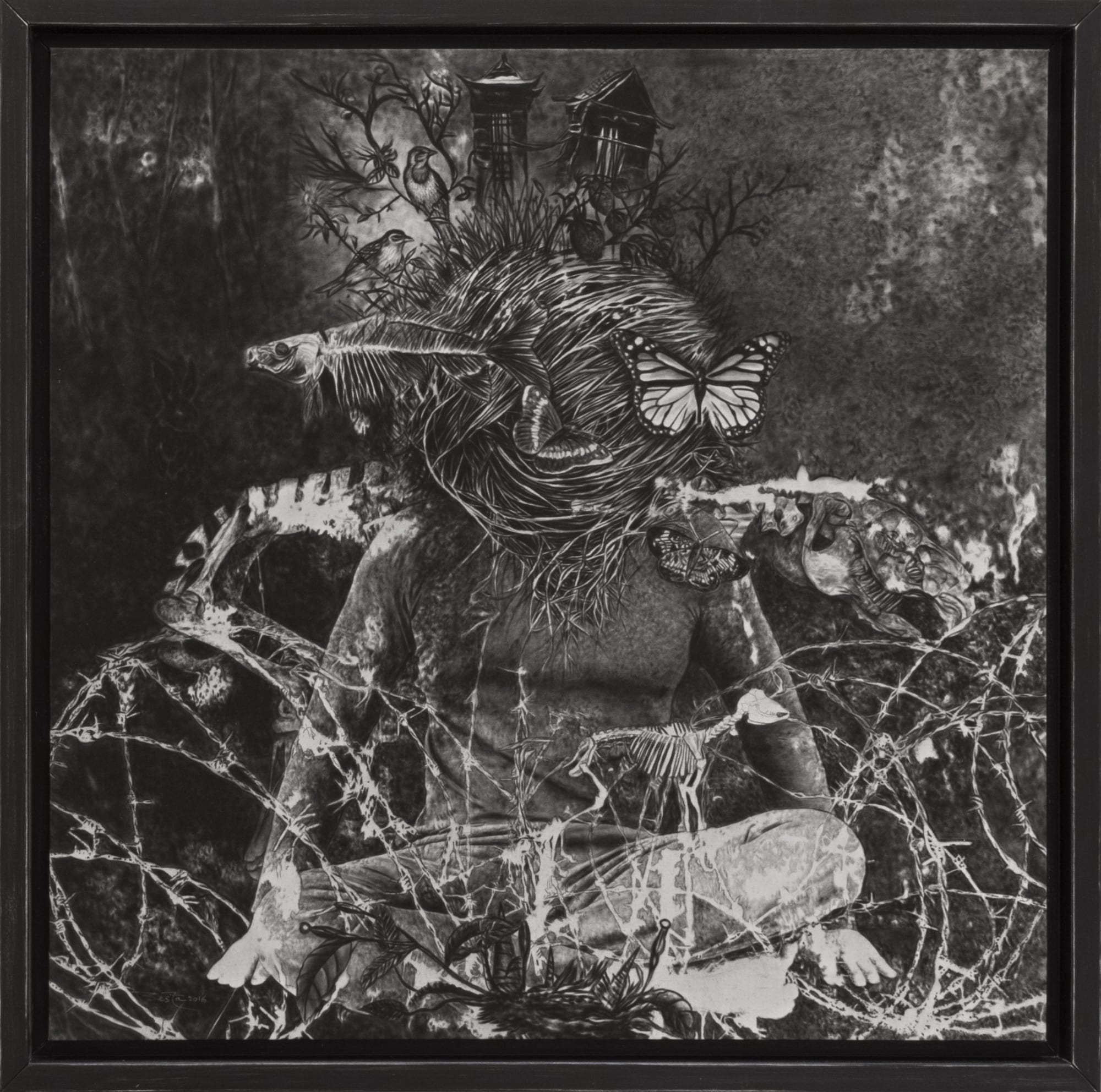 Bestrizal Besta Never Had My Dream Come True 2016 Charcoal on canvas 100 x 100 cm