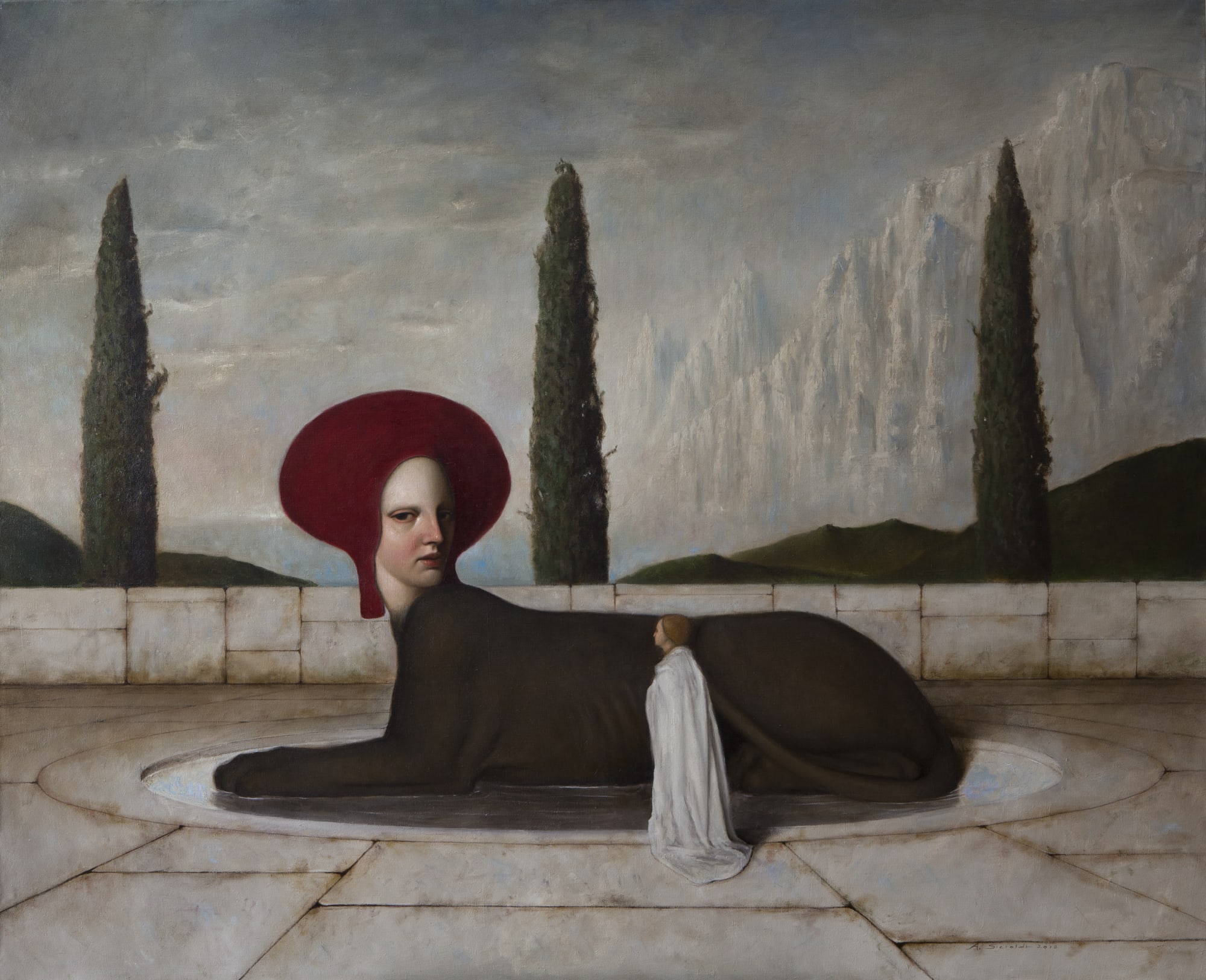 Alessandro Sicioldr Il Rito 2018 (Sold) Oil on linen 10 x 135 cm