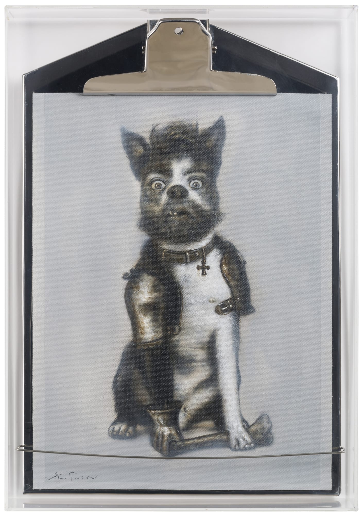 Ronald ventura Human Study series A 2017 Graphite and oil on canvas on clip board/plex frame 37 x 26 cm