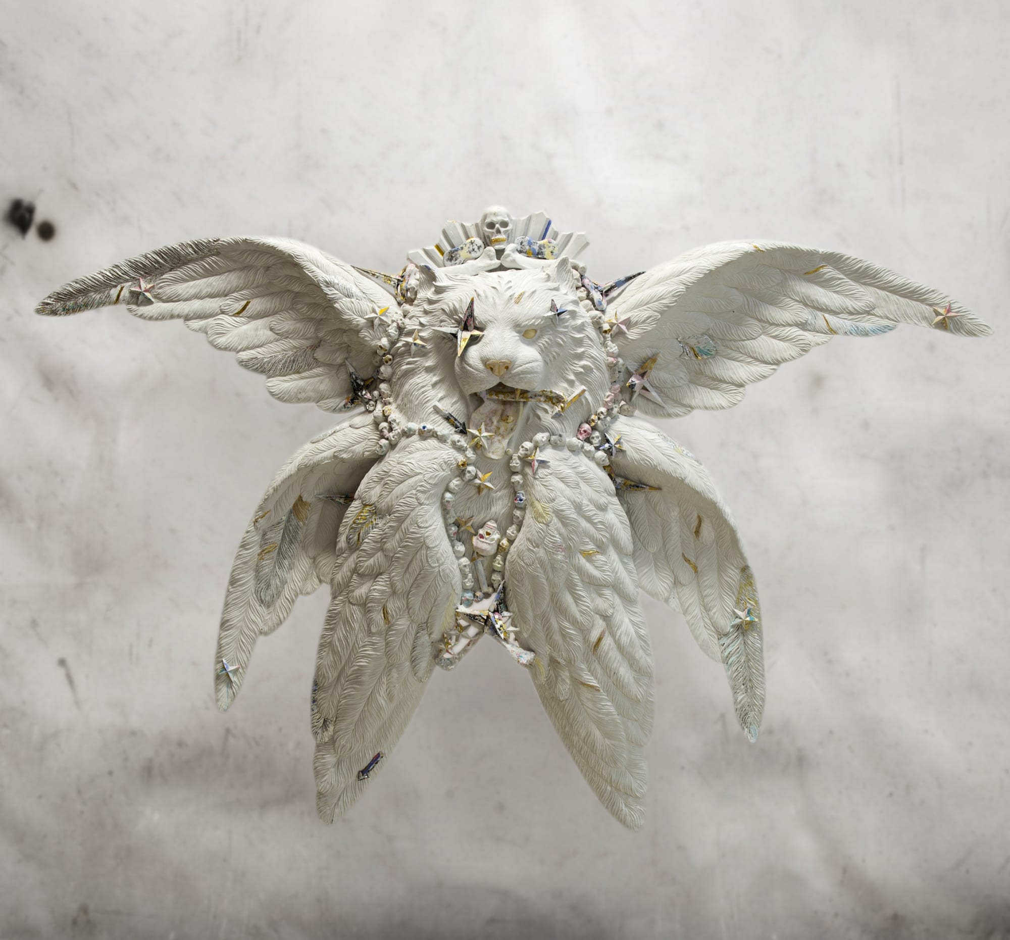 Ronald Ventura Mark 2 2018 Fiberglass, resin, metal, acrylic, silver, gold leaf 175 x 130 x 22 cm