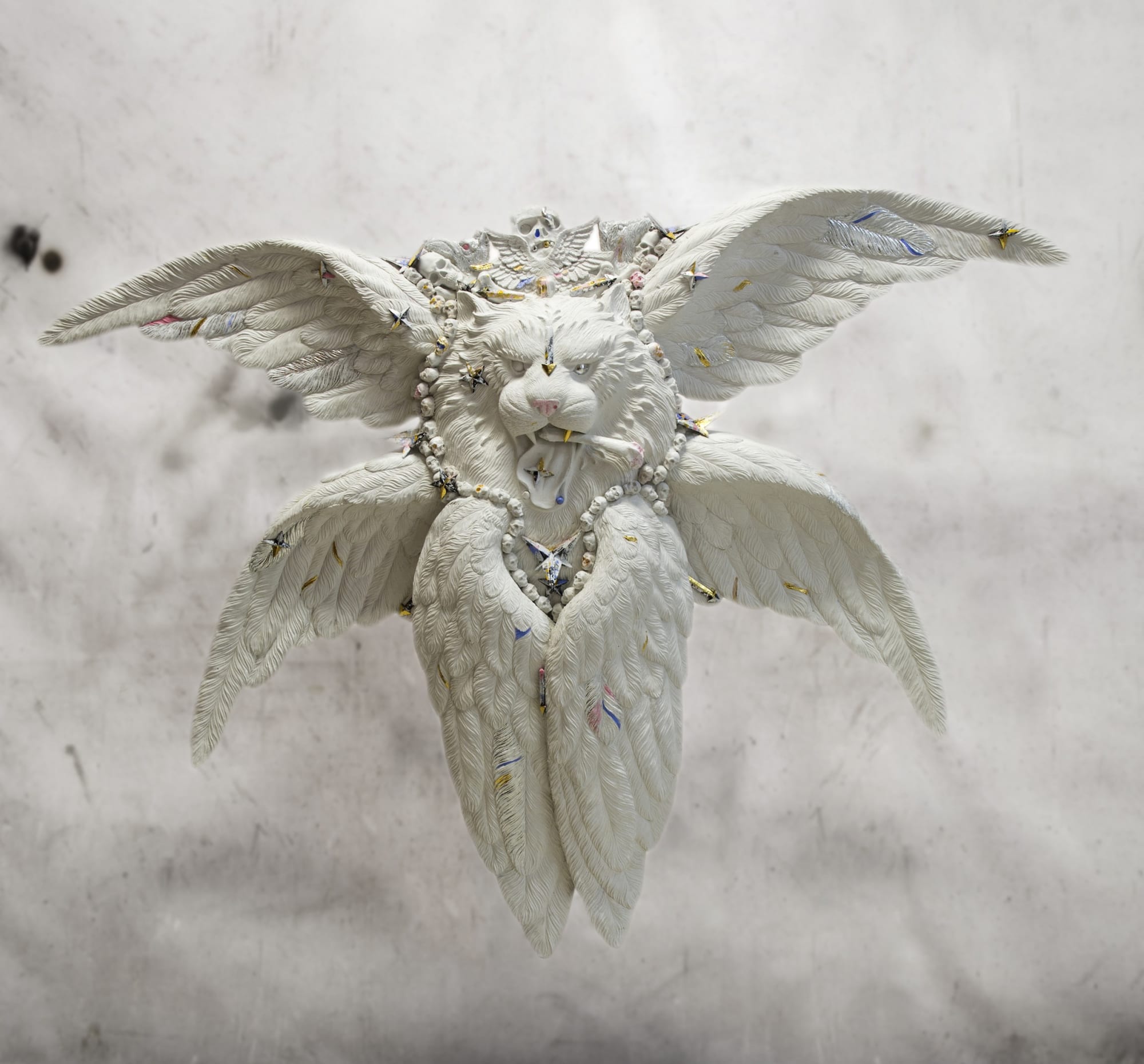 Ronald Ventura Mark 3 2018 Fiberglass resin, metal, acrylic, silver & gold leaf 160 x 130 x 20 cm