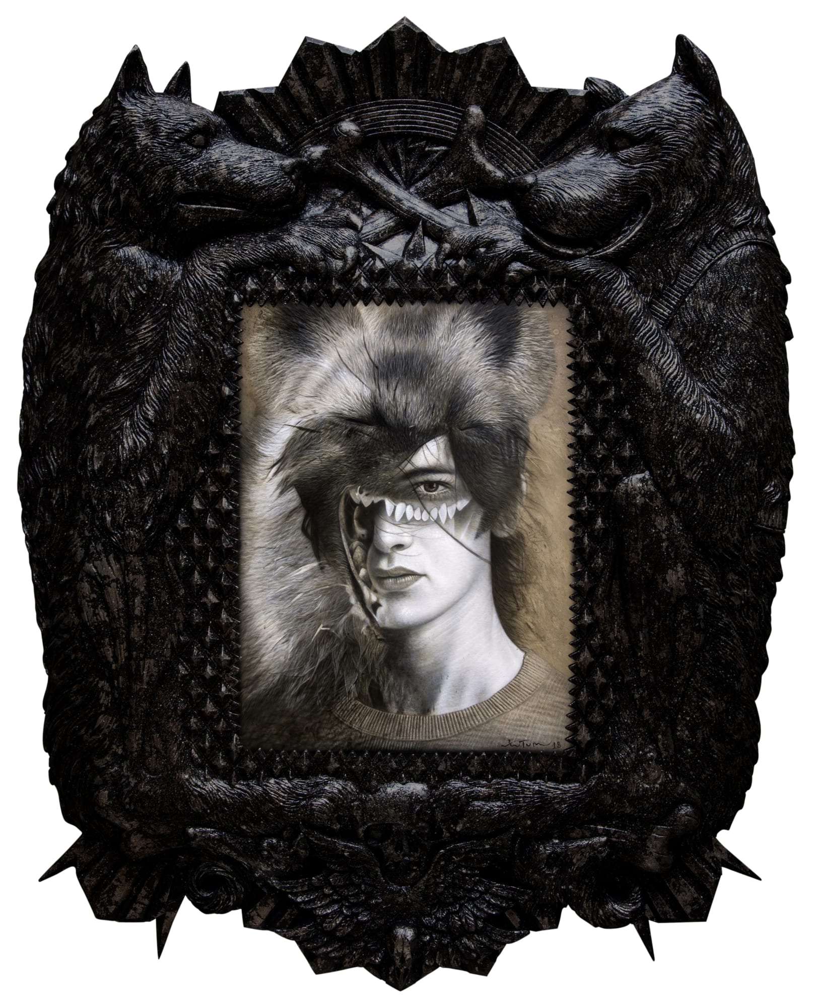 Ronald Ventura Territorial Crossing 10 2018 Oil on canvas, fiberglass/resin frame 89 x 71 x 5 cm