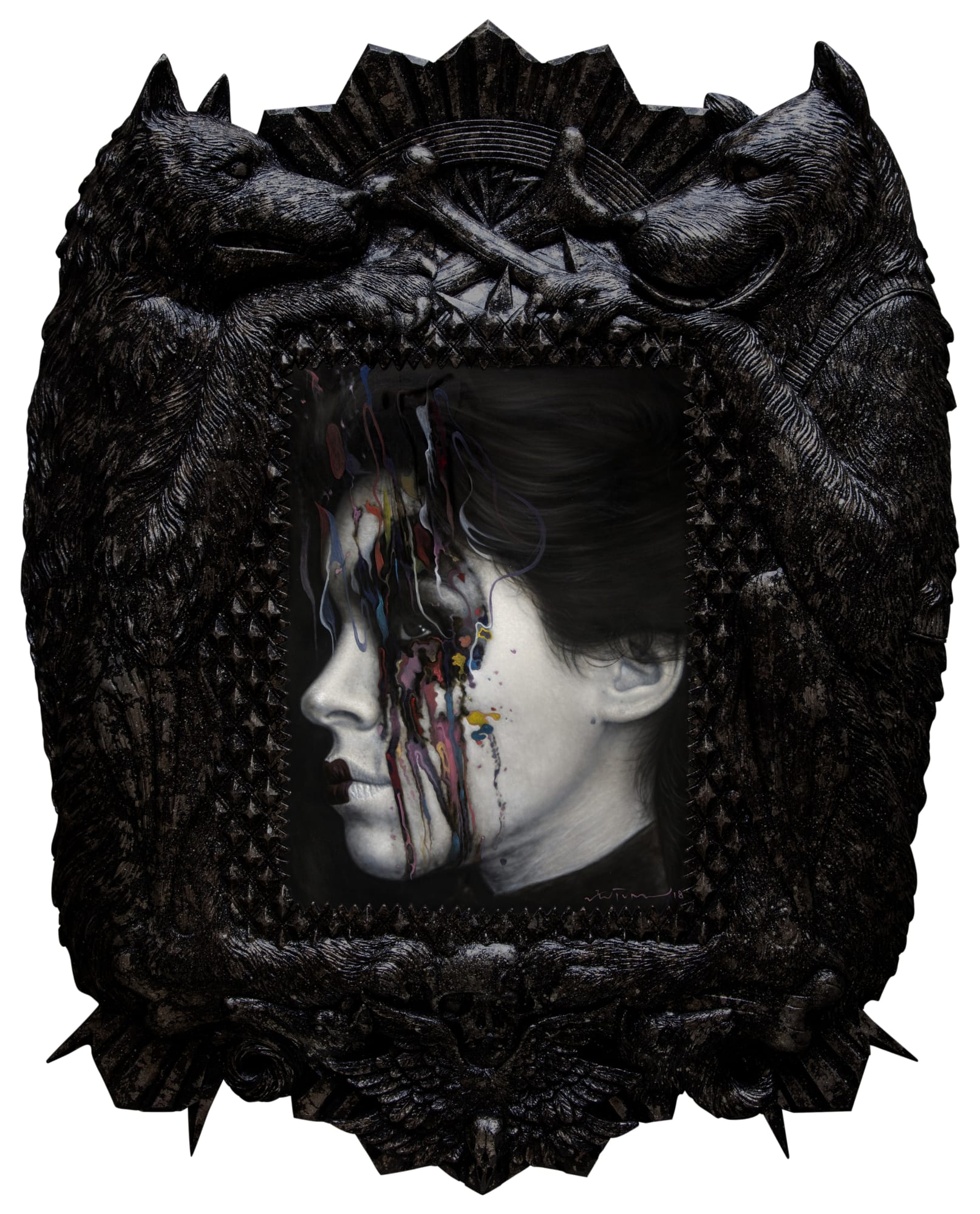 Ronald Ventura Territorial Crossing 2 2018 Oil on canvas, fiberglass/resin frame 89 x 71 x 5 cm