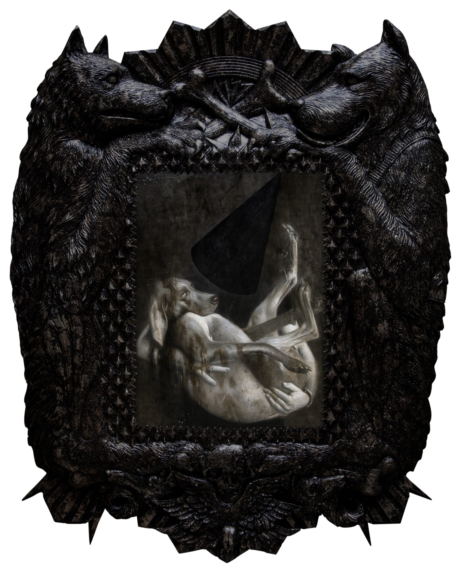 Ronald Ventura Territorial Crossing 5 2018 Oil on canvas, fiberglass/resin frame 89 x 71 x 5 cm