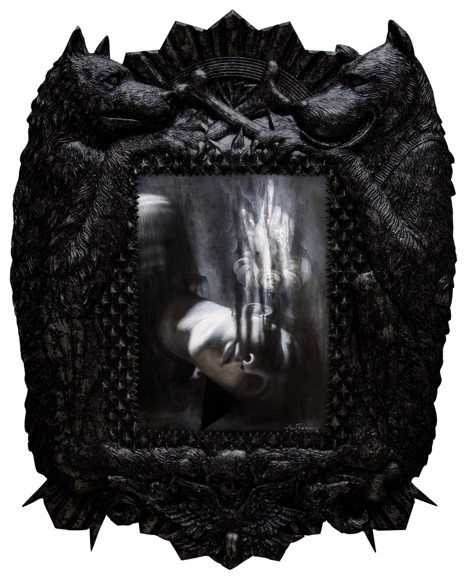 Ronald Ventura Territorial Crossing 6 2018 Oil on canvas, fiberglass/resin frame 89 x 71 x 5 cm