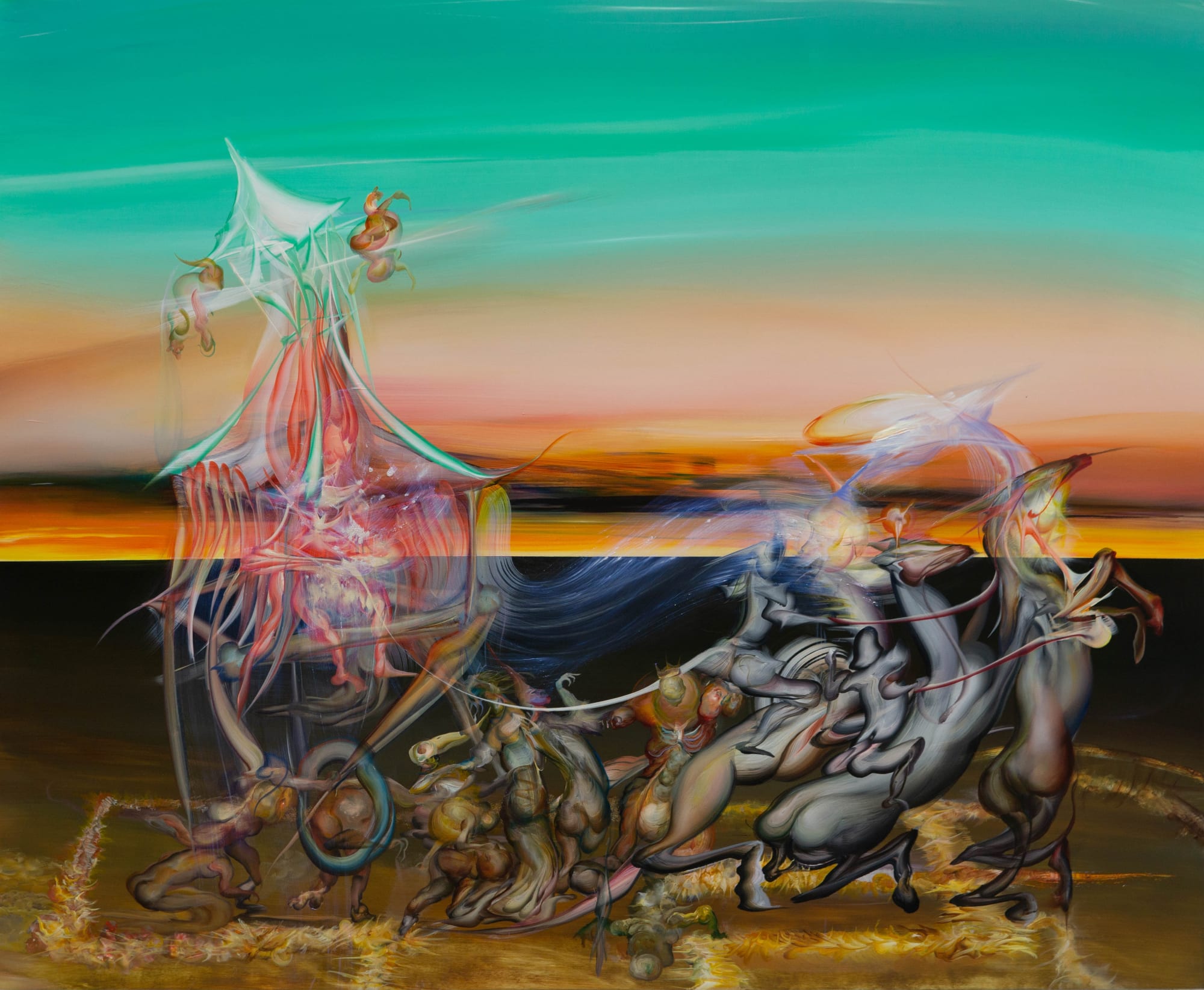 Ruben Pang Venusian Skies: A Long and Distant Journey 2023 Oil, alkyd and dammar varnish on aluminum composite panel 90 × 110 cm