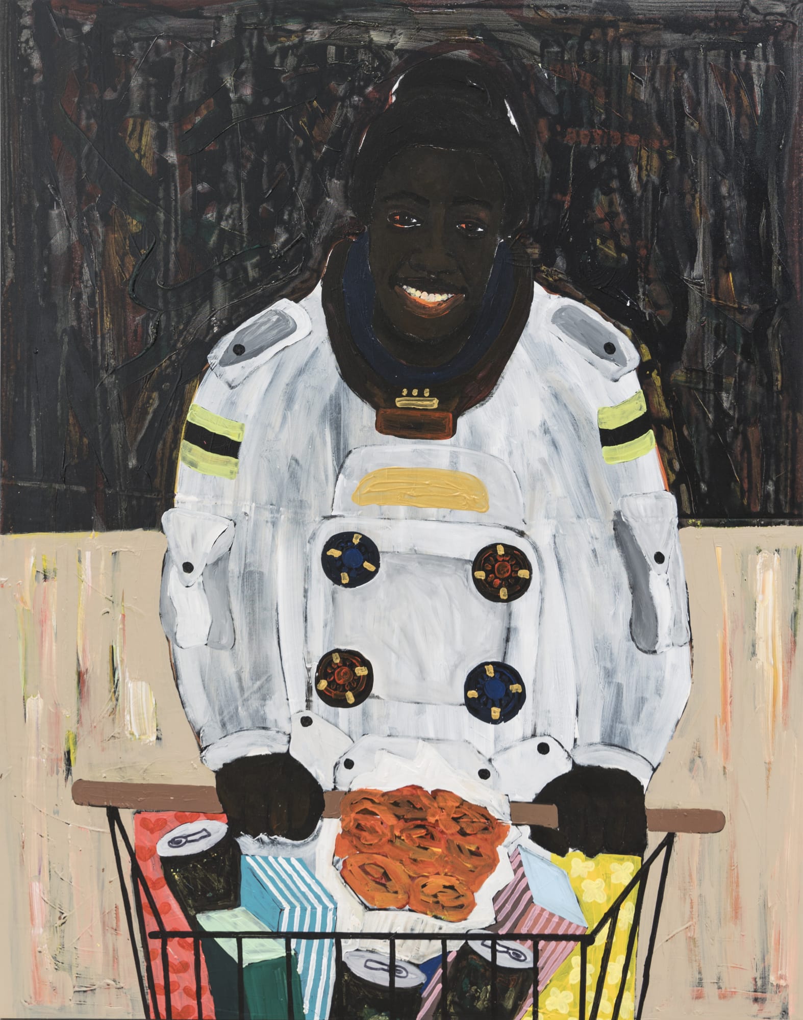 Godwin Champs Namuyimba Shopping to the moon 2 2023 Acrylic on canvas 135 × 110 cm