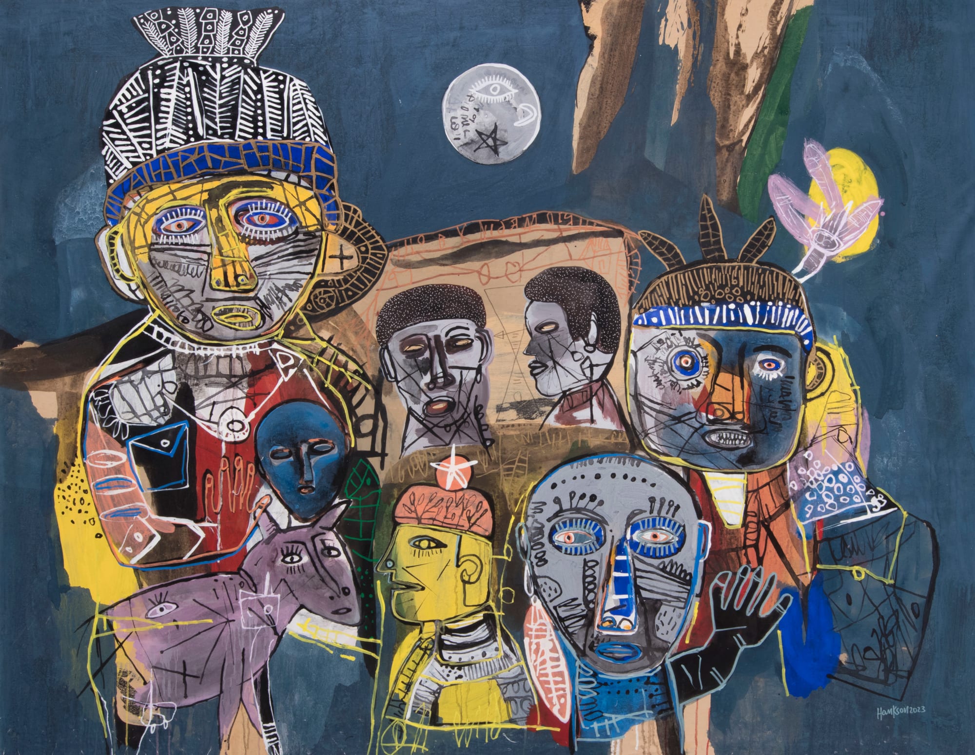 Hako Hankson Days of engagement 2023 Acrylic and Indian ink on canvas 157 x 200 cm