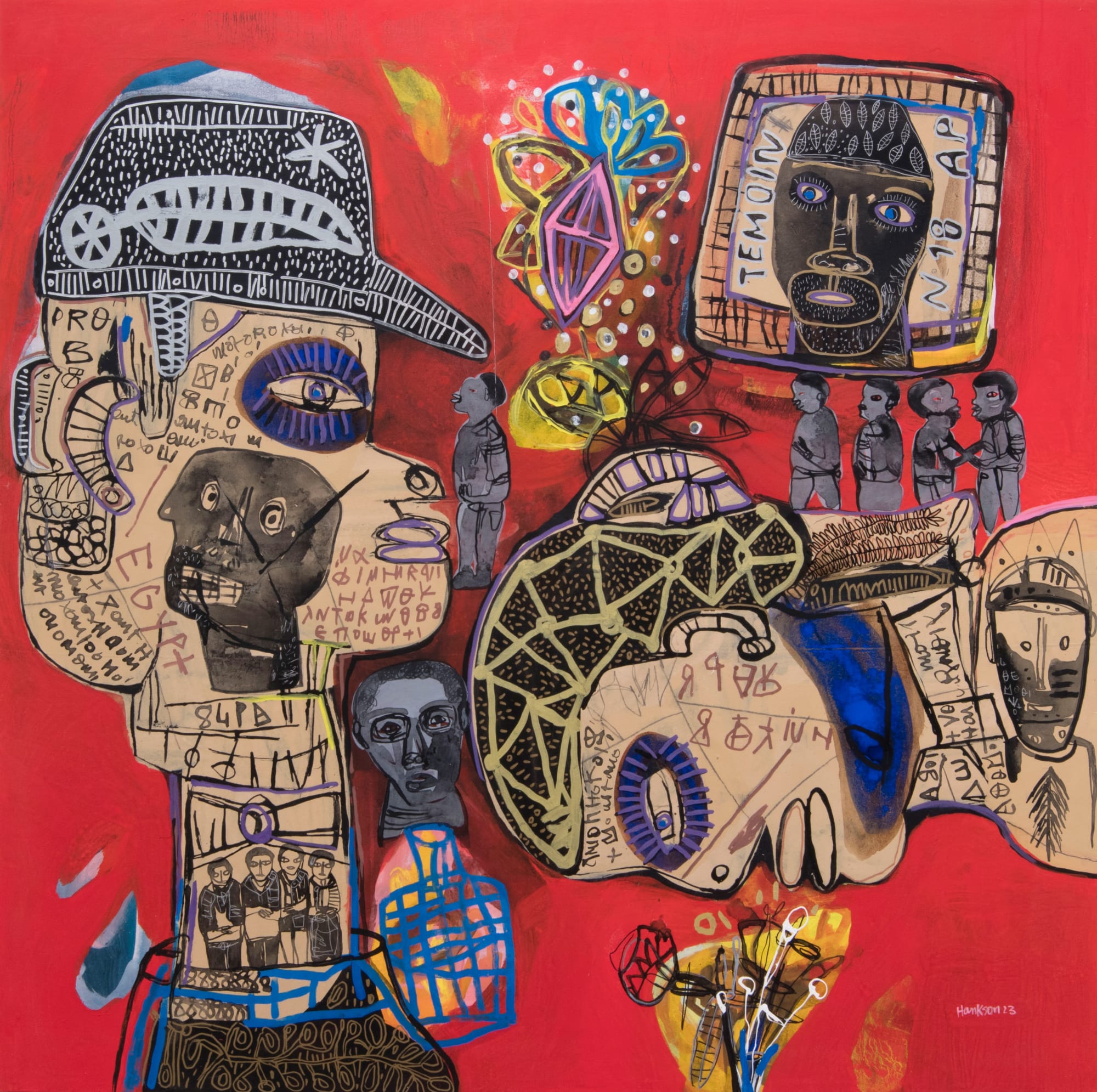 Hako Hankson The Palace Shaman 2023 Acrylic and Indian ink on canvas 149 x 149 cm