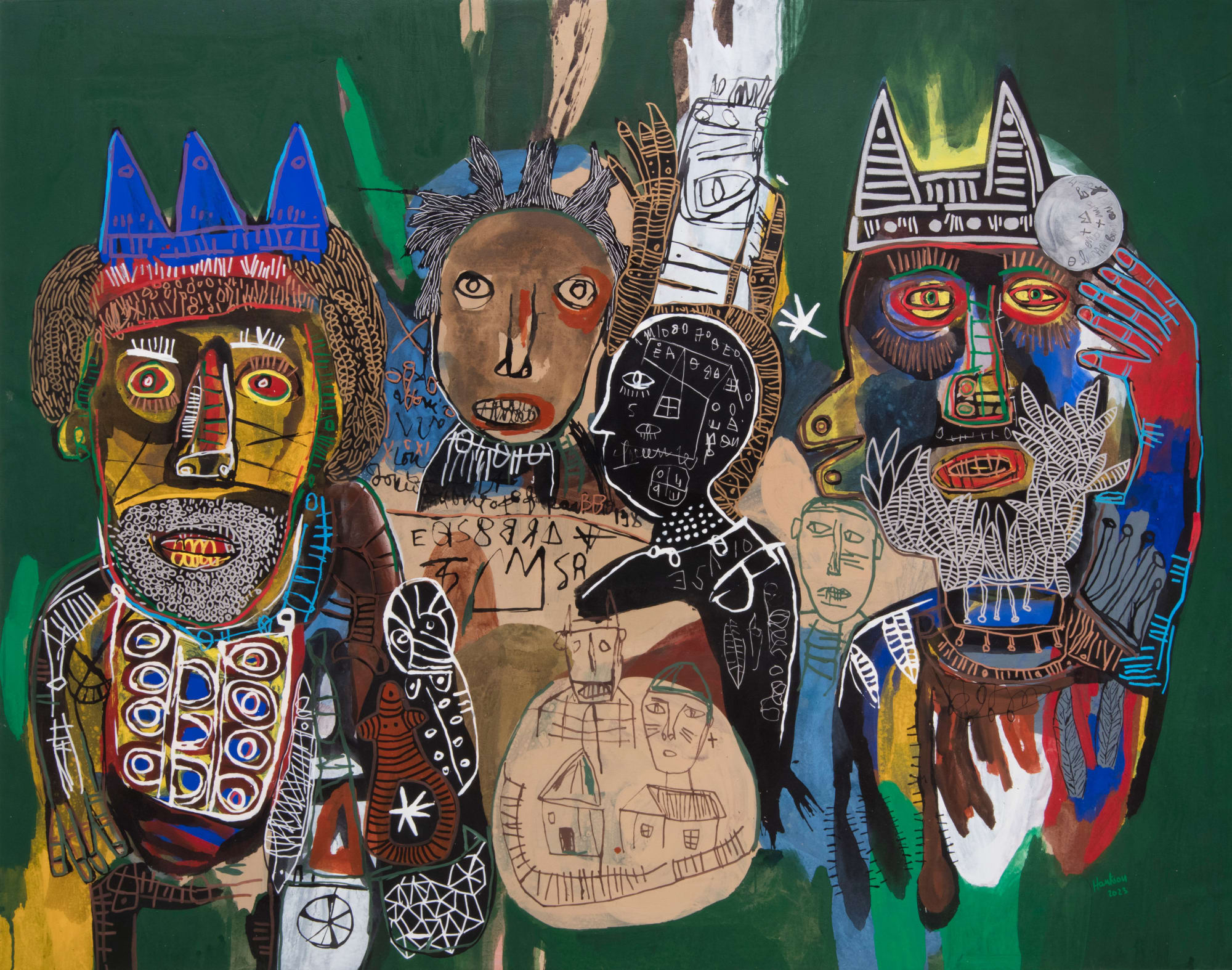 Hako Hankson The restricted circle 2023 Acrylic and Indian ink on canvas 159 x 199 cm