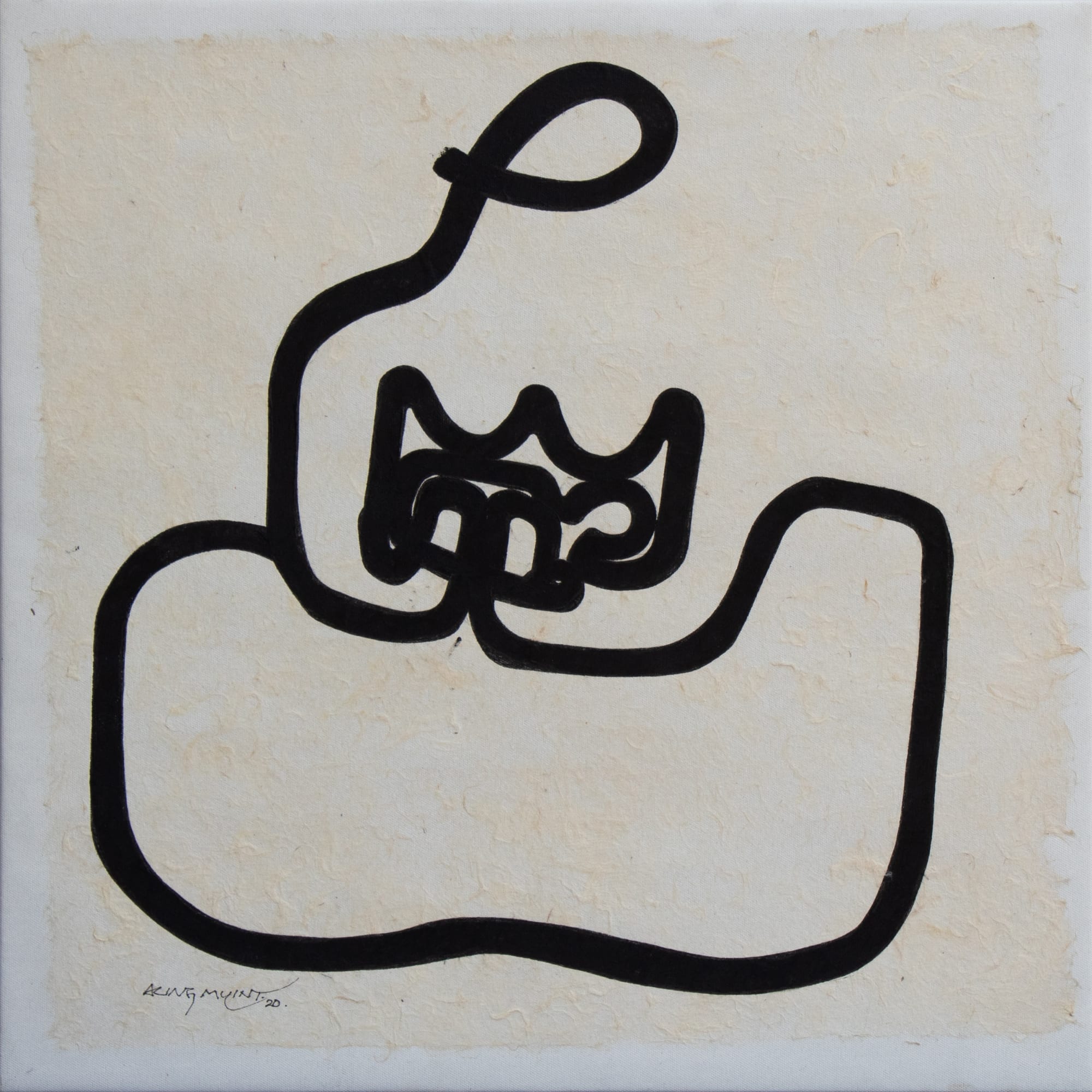 Mother & Child (2020) Acrylic on shan paper on canvas 56x56cm